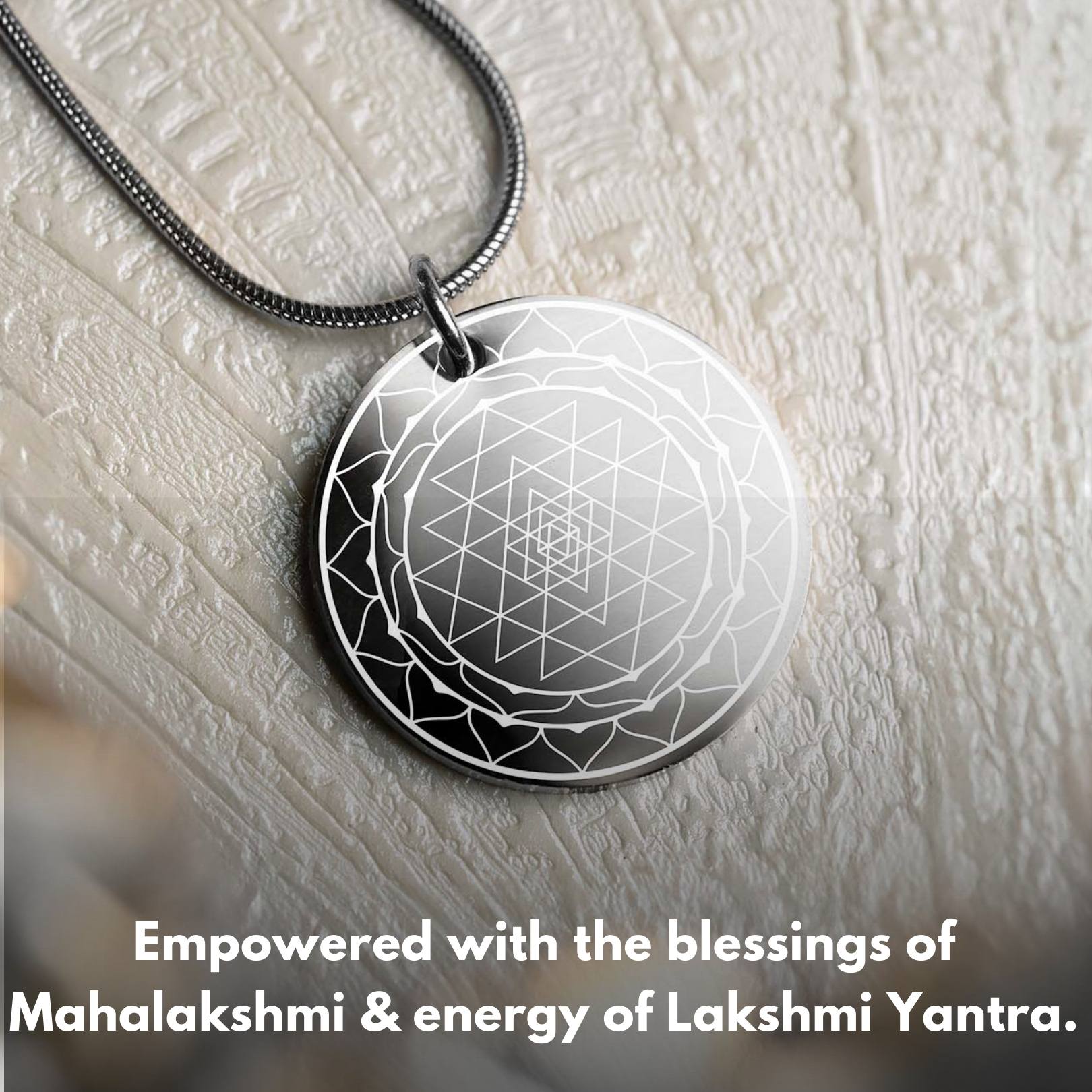 Prosperity Lakshmi Yantra Circle Silver Necklace