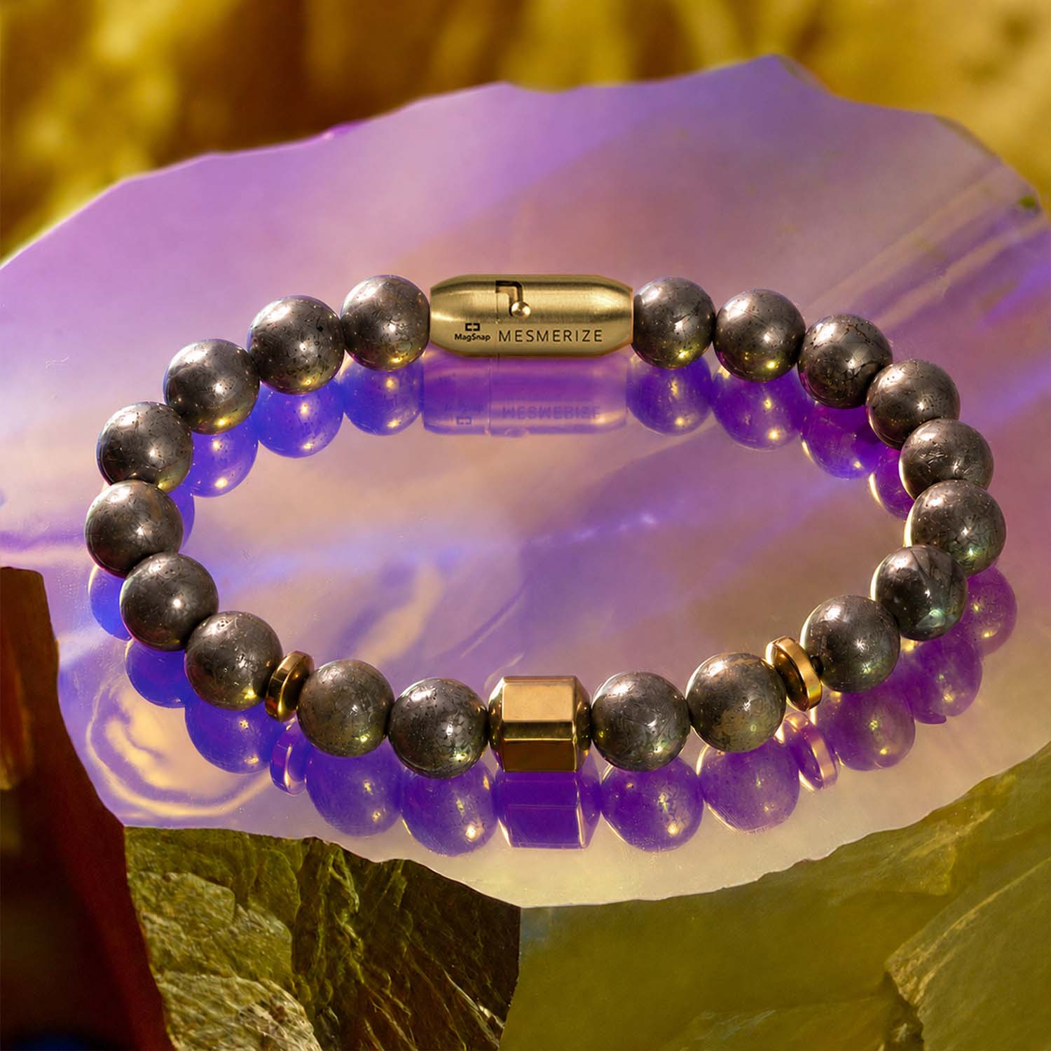 Non Personalise Money Magnet Pyrite Natural Stone Bracelet