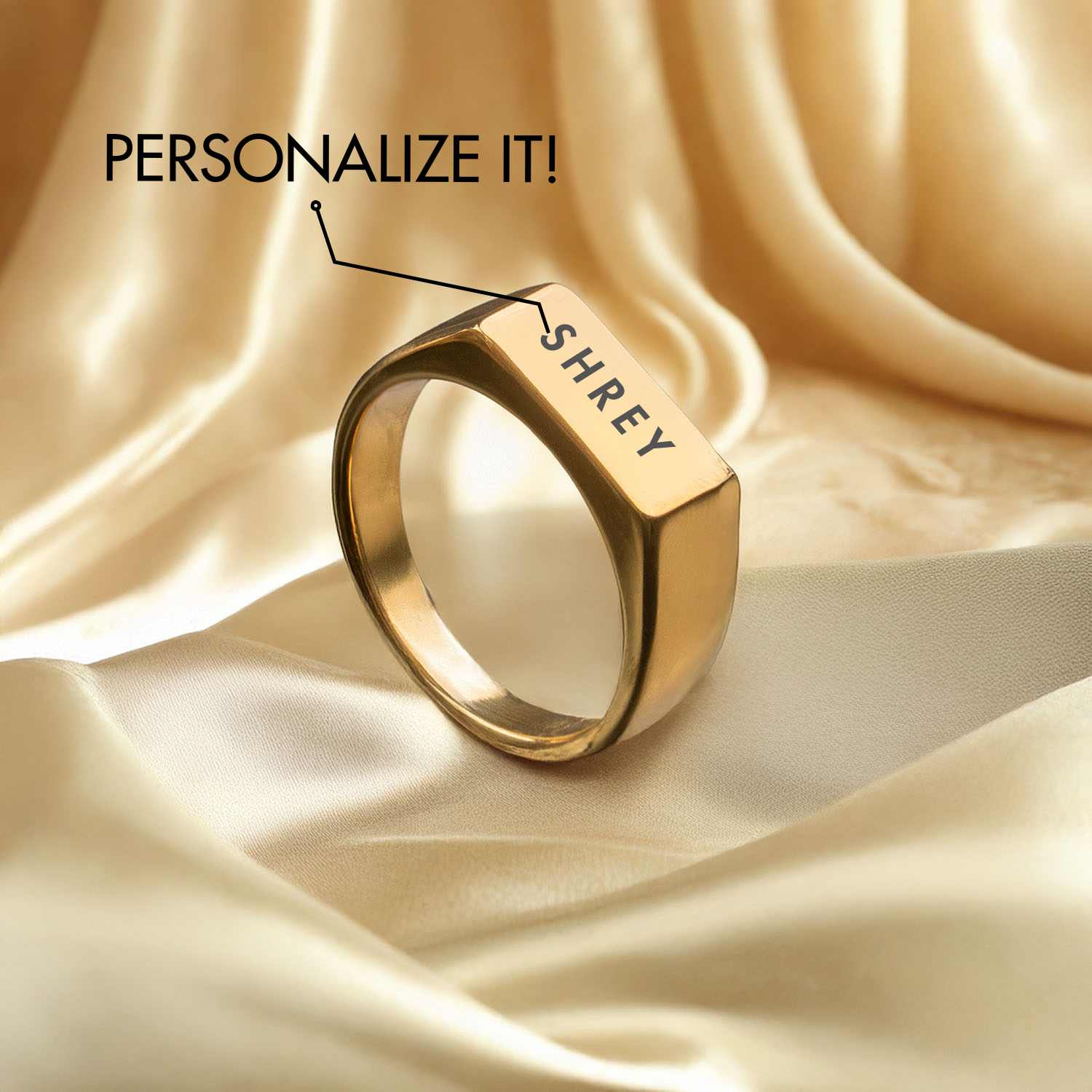 Personalised Gold Noir Band Ring