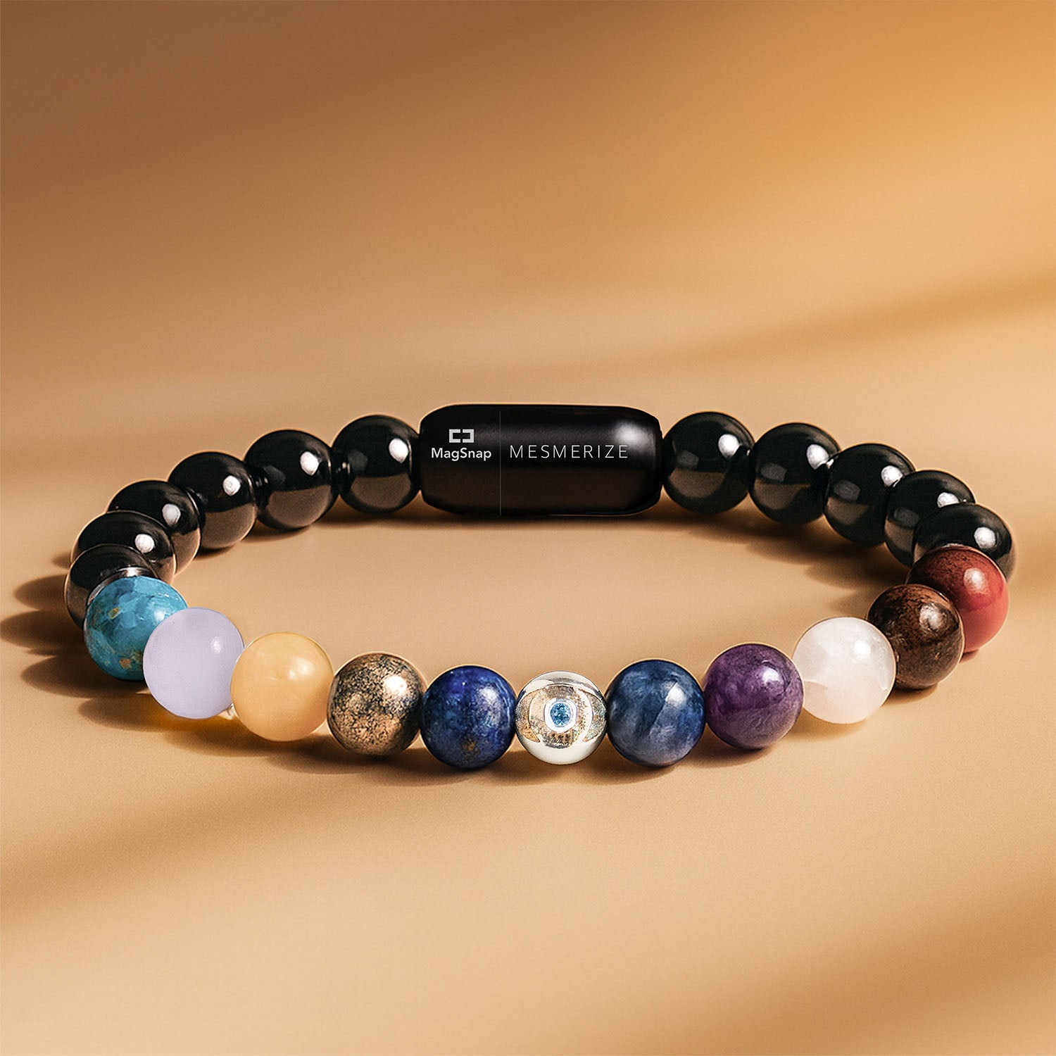 925 Sterling Silver Super 11 Chakra Natural Stone Bracelet With MagSnap2