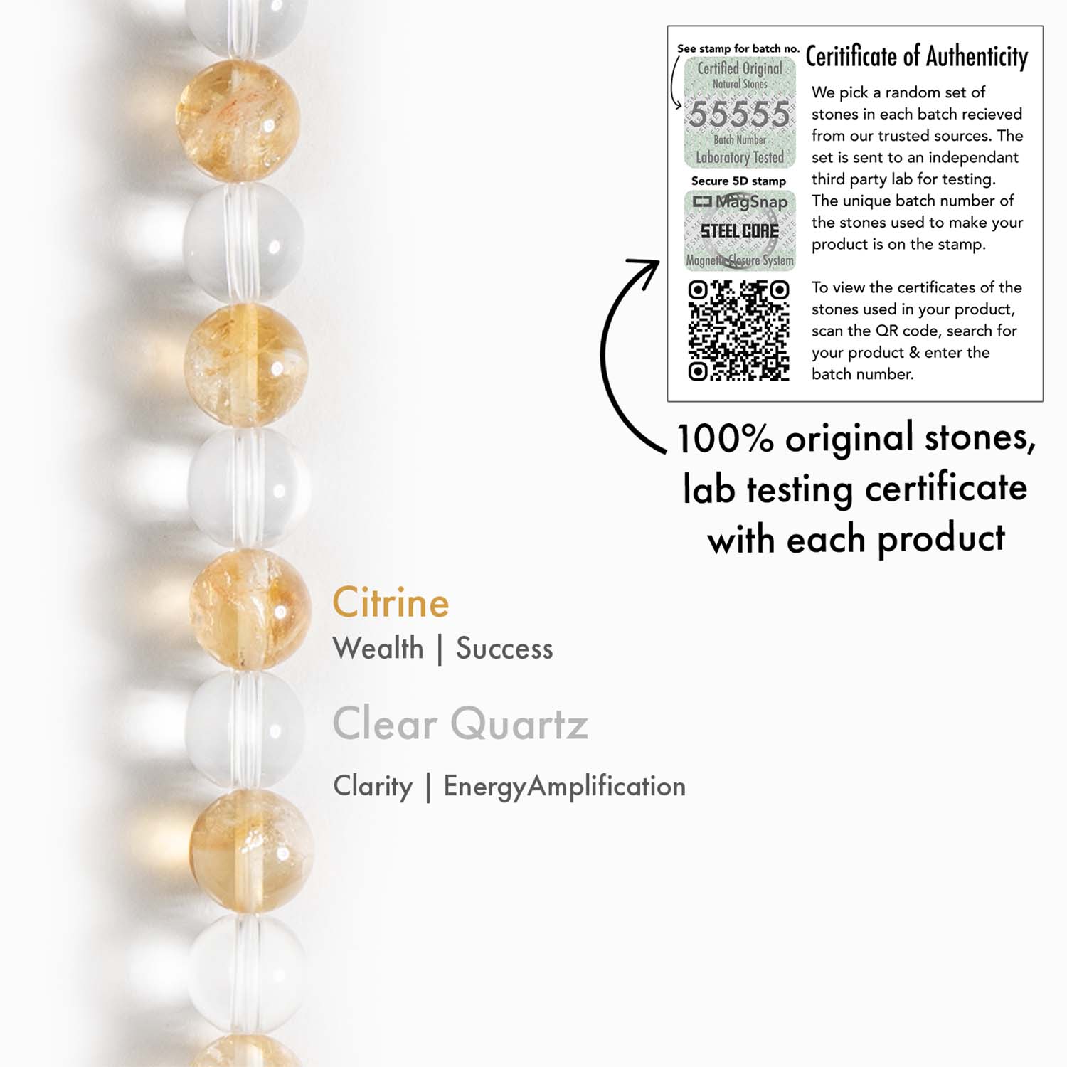 Natural Stone Jewellery Bracelet Citrine MagSnap