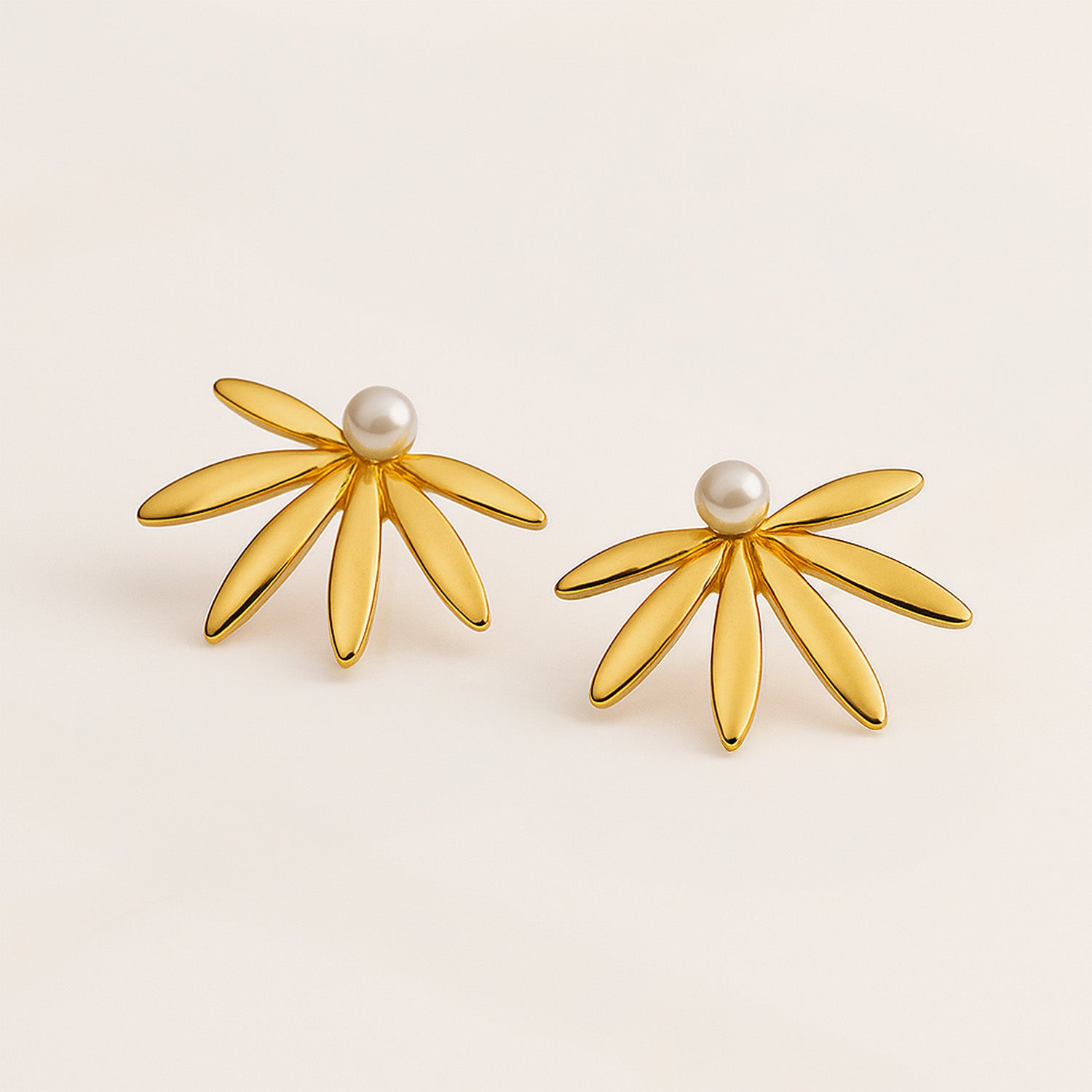 AmeliePetalPearl18KGoldStudEarrings