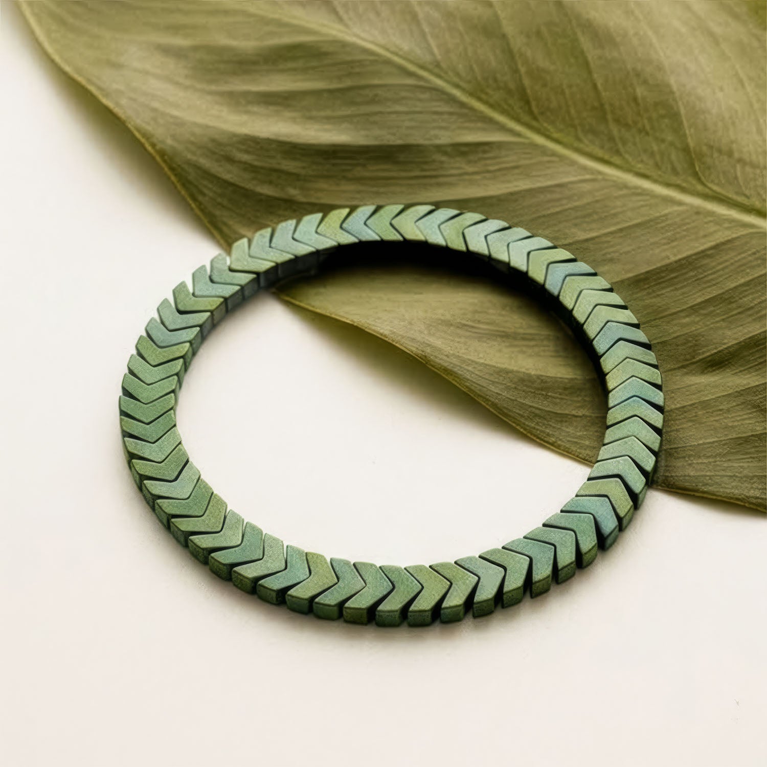 Aqua Blue Hematite Stack Natural Stone Bracelet