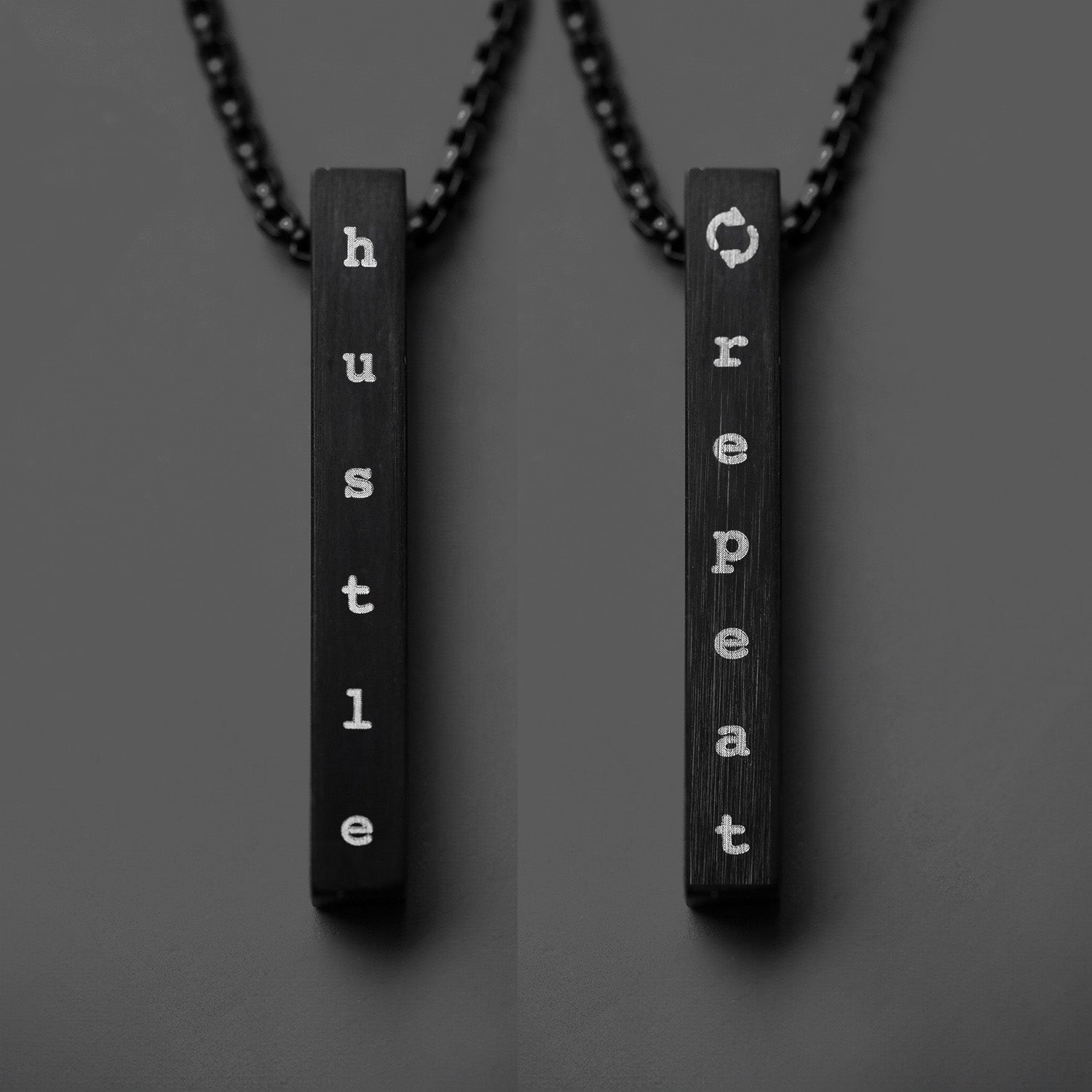 Black Hustle Motivational Bar Necklace