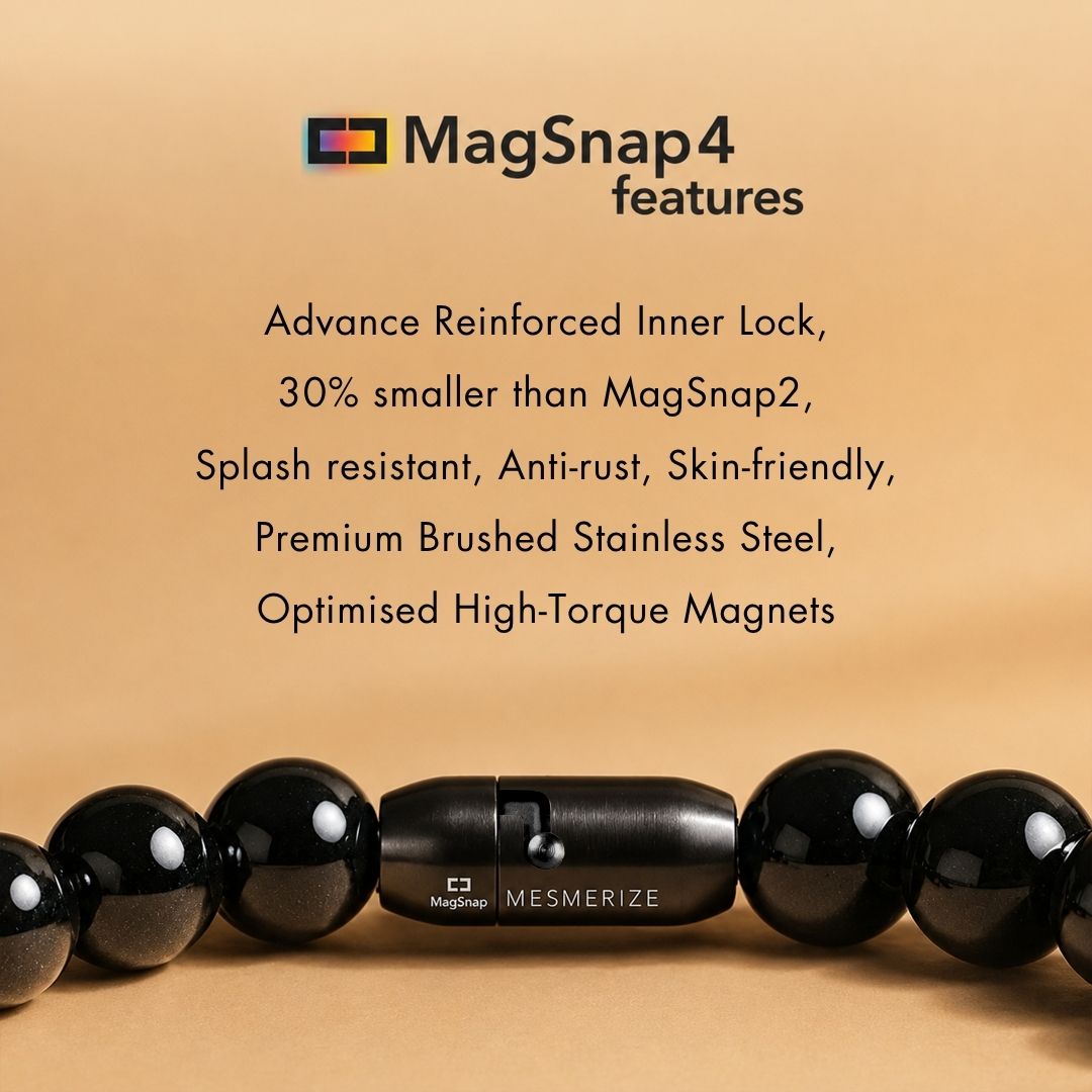 Natural Stone Jewellery Spiritual Rudraksh Natural Stone Pyrite Om Bracelet with Magsnap