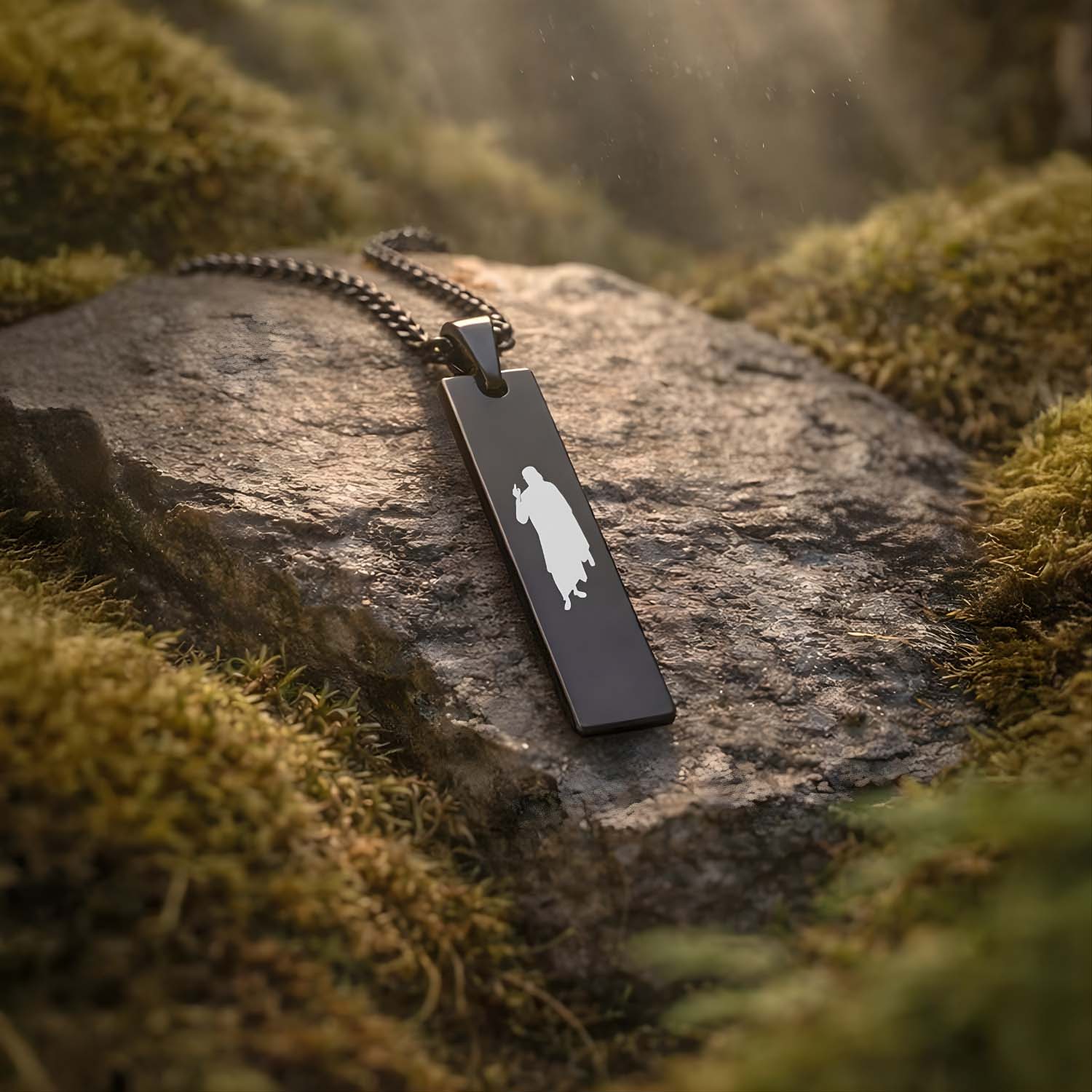 Sai Baba Mini Tag Necklace Black