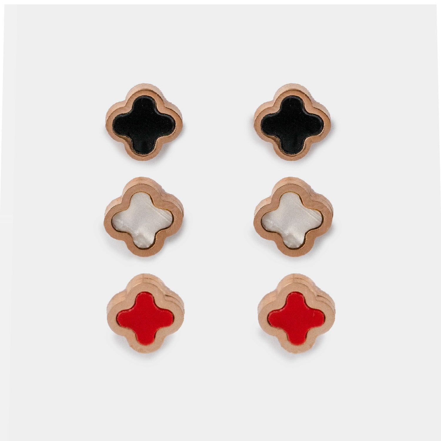 W Premium Jewellery Clover Earring Stud Set (Pack of 3)