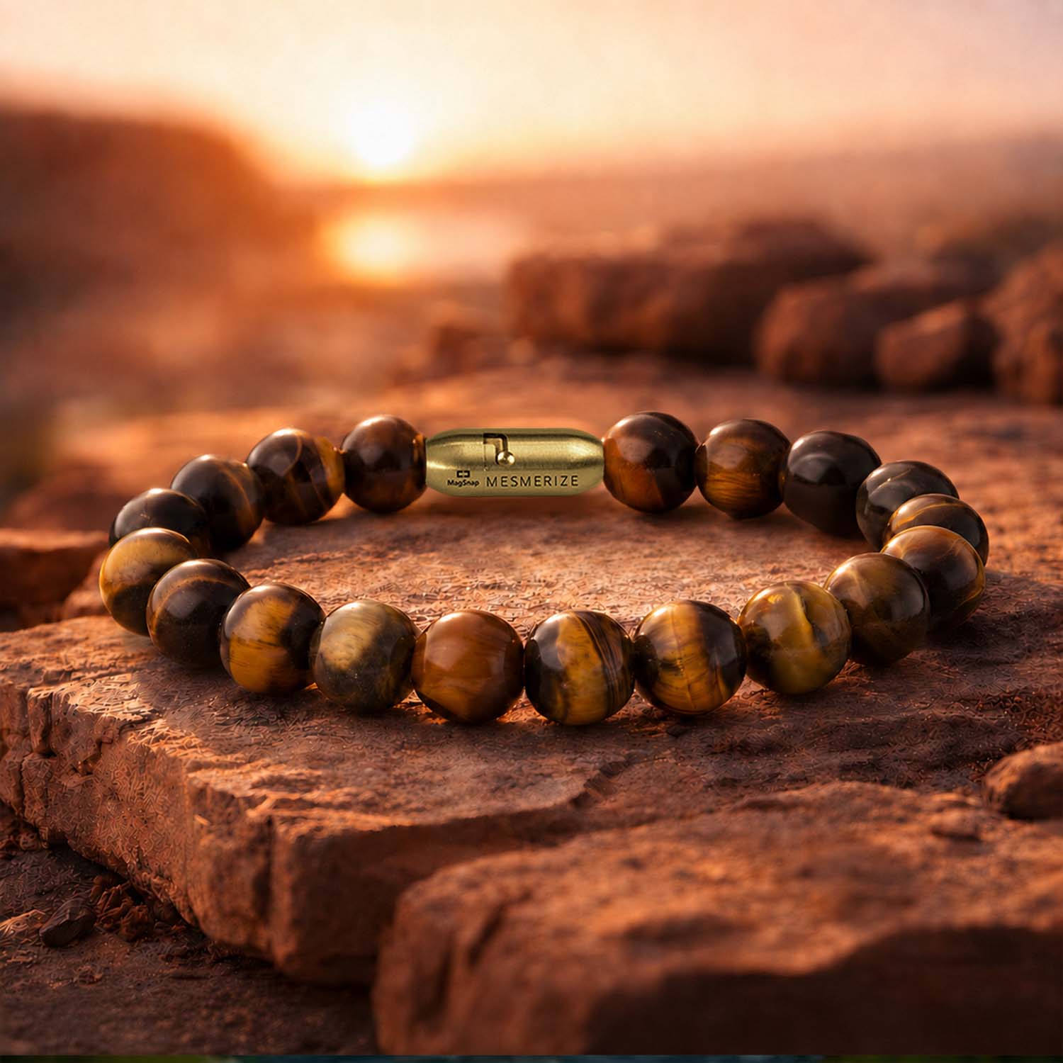 Natural Stone Jewellery Courageous Tiger Eye Natural Stone Bracelet With Magsnap