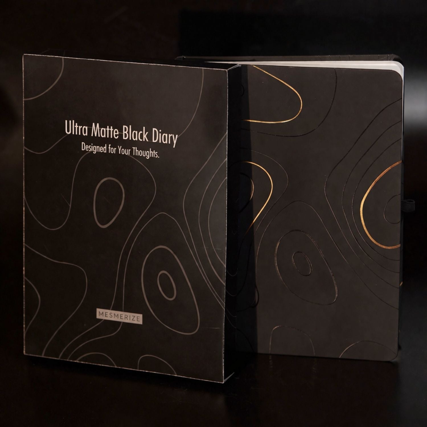 Matte Black Foil Print Diary with Personalised Pen