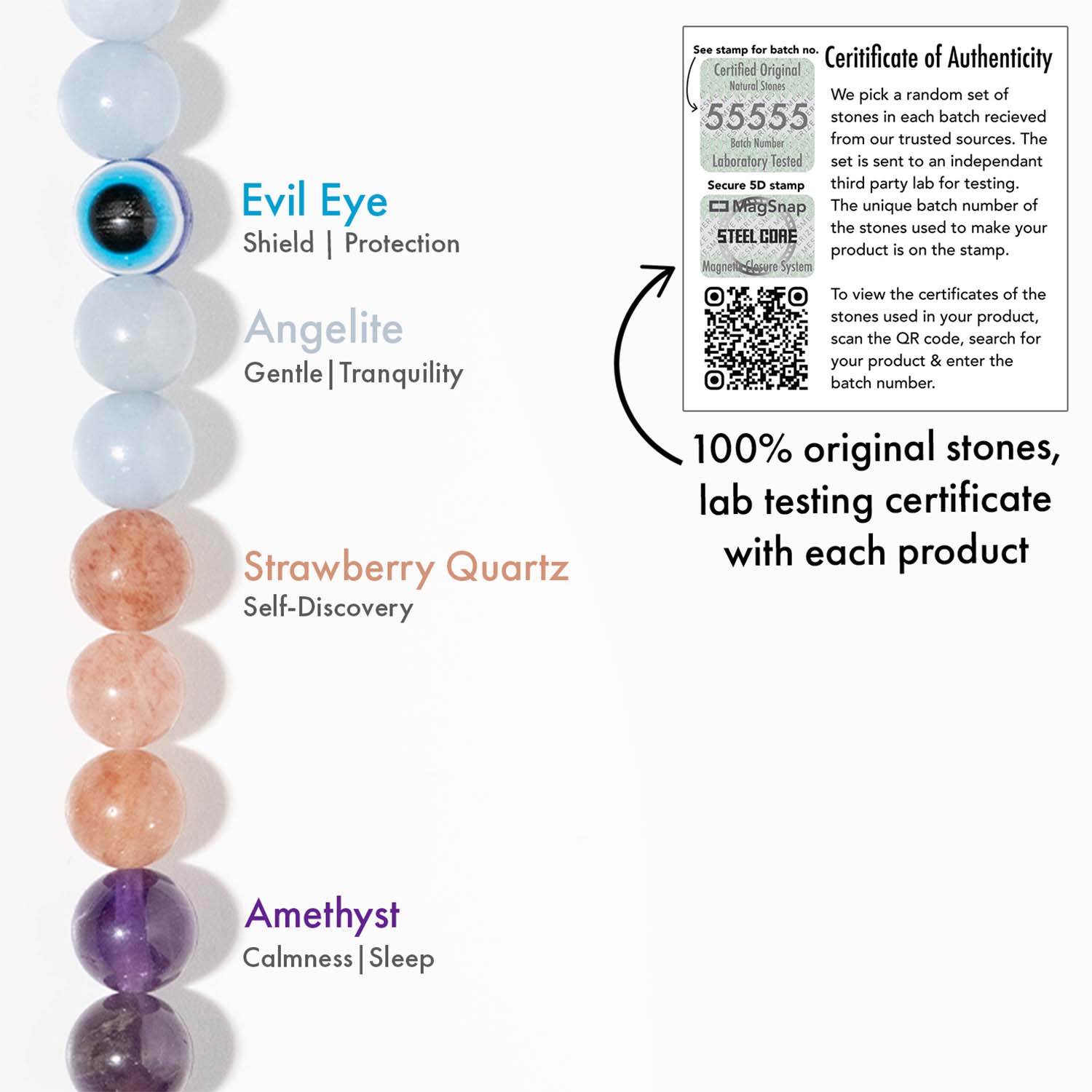 Evil Eye Natural Stone Couple Bracelets with Magsnap 2