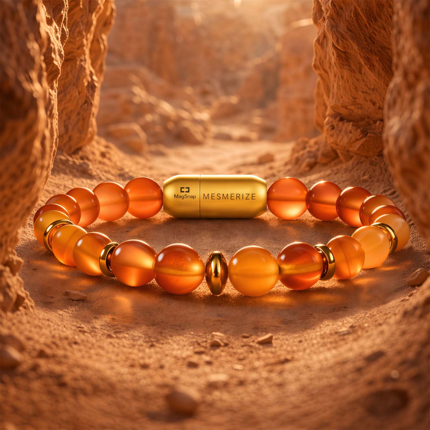 Empowering Carnelian Natural Stone Bracelet with MagSnap