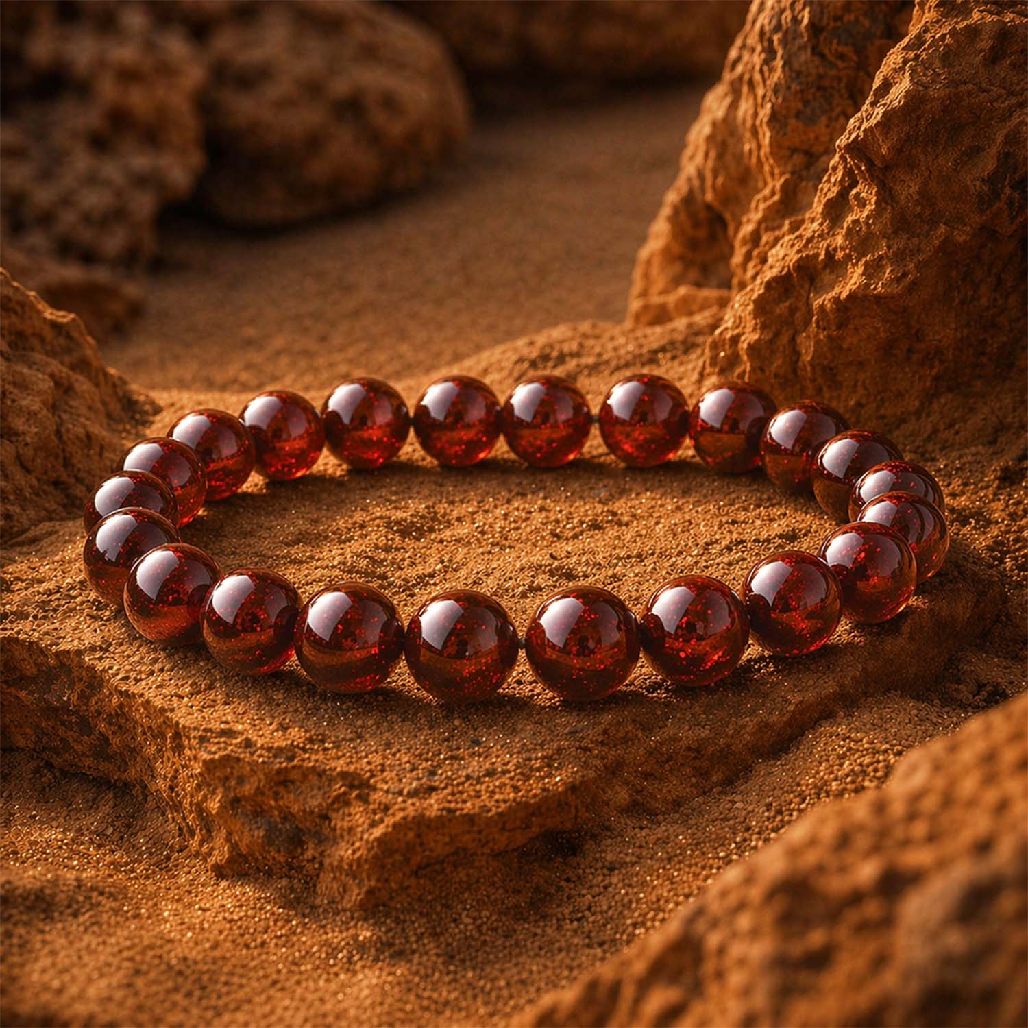 Energizing Garnet Natural Stone Elastic Bracelet