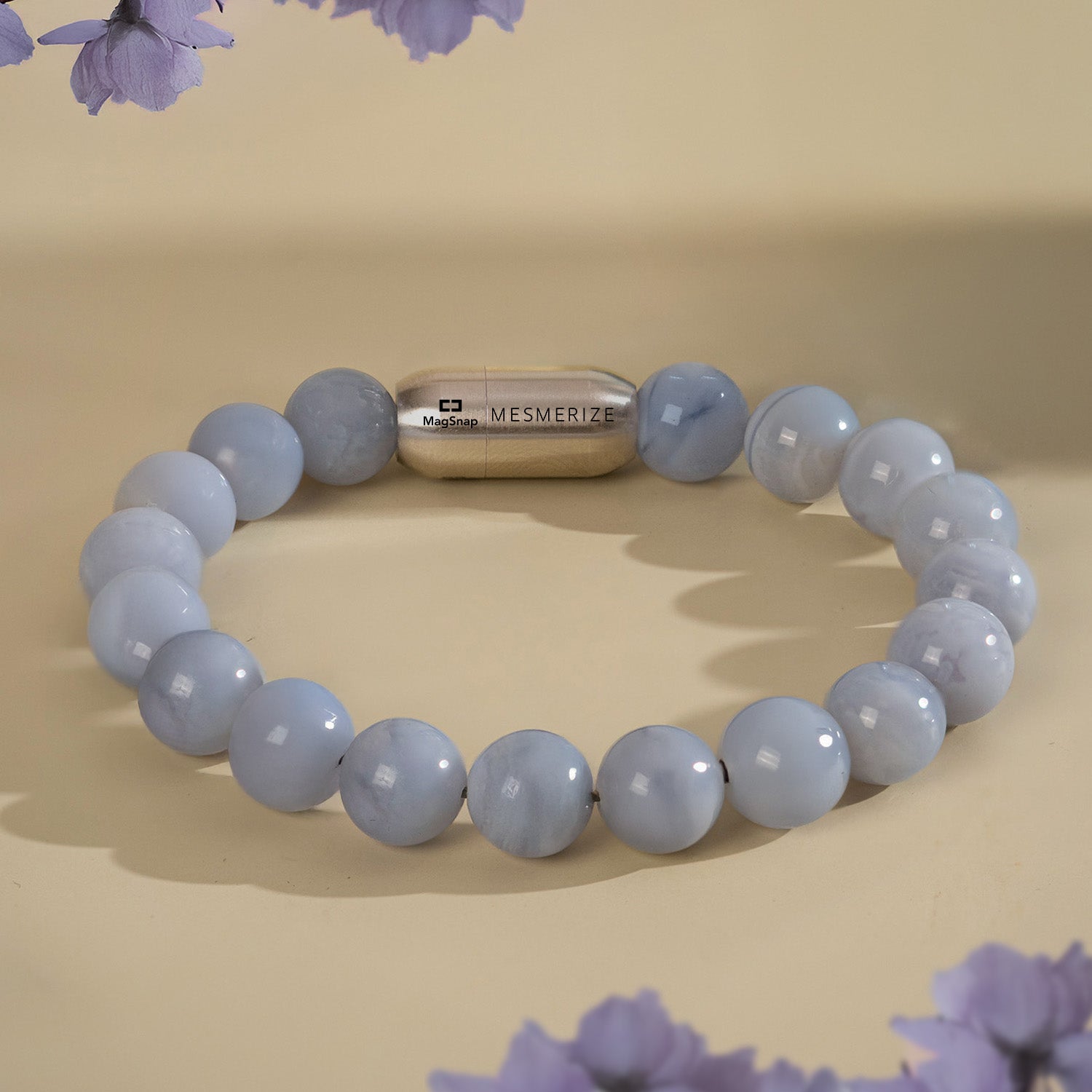 Gental Blue Lace Agate Natural Stone Bracelet With MagSnap2