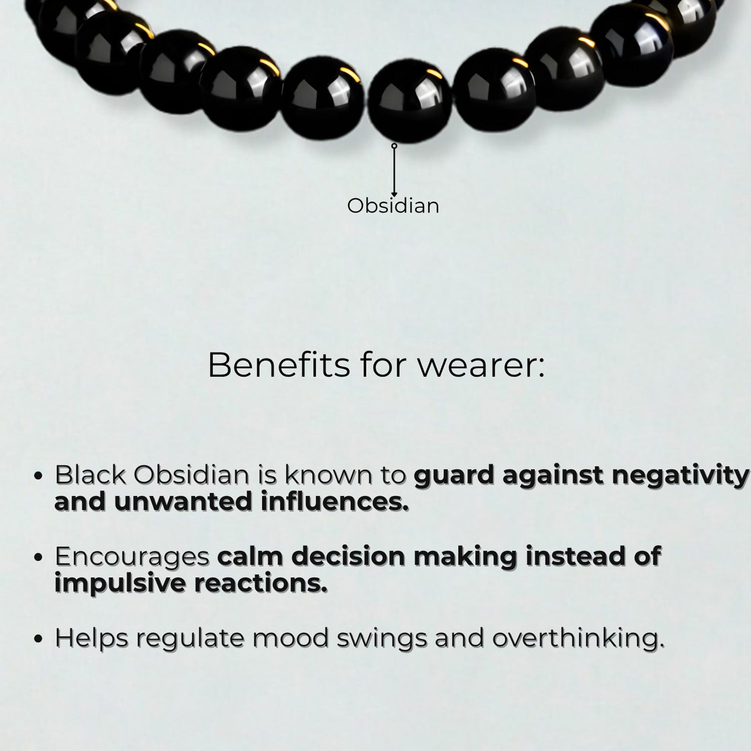 Grounding Black Obsidian Natural Stone Bracelet with MagSnap