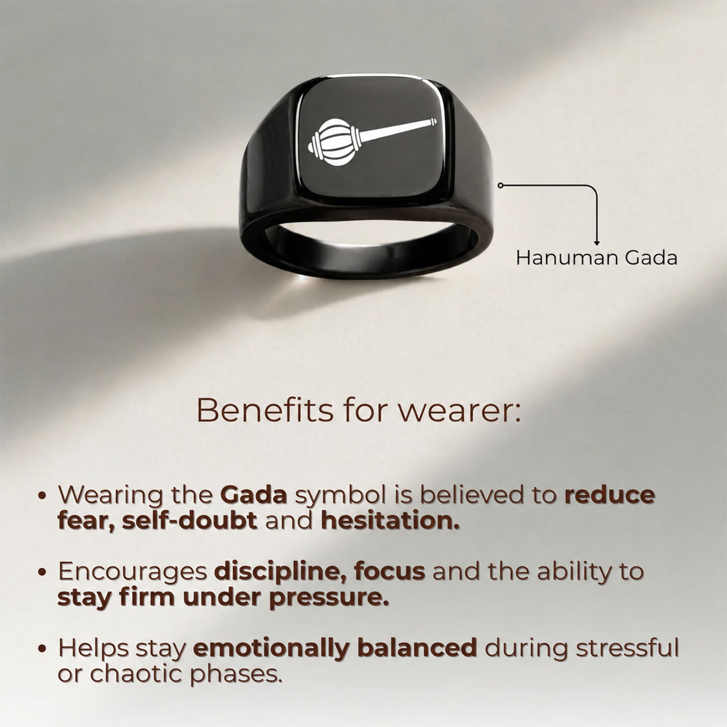 Spiritual Black Hercules Ring Hanuman Gada