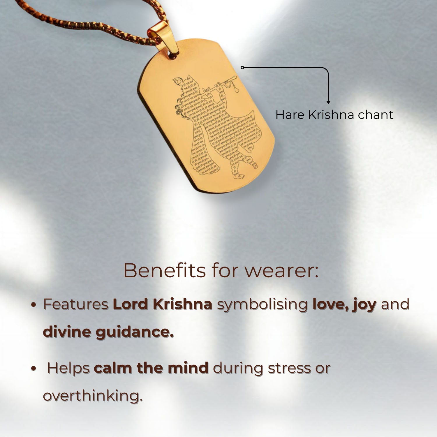 Micro Carved Krishna Tag Necklace Silver