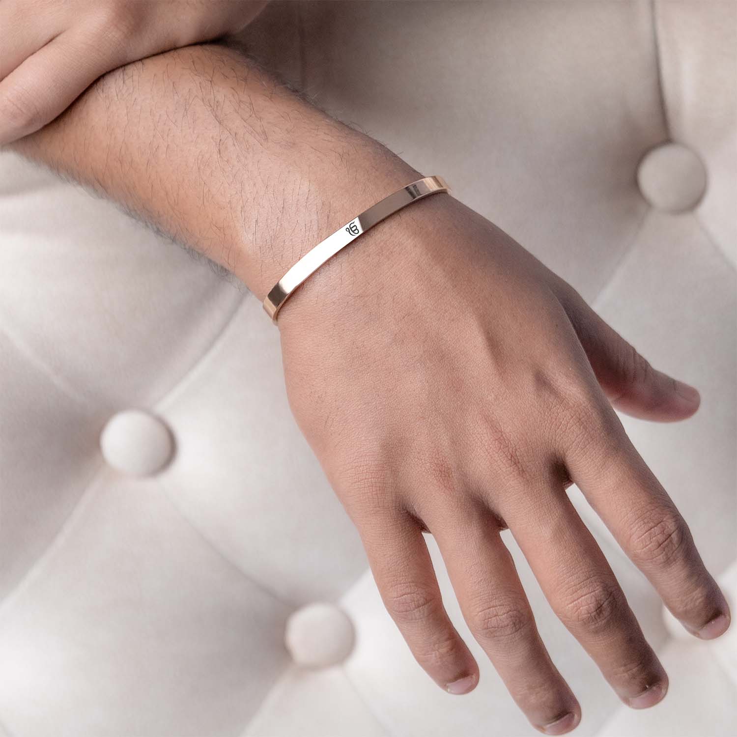 Ik Onkar Gloss Cuff Adjustable Bracelet Rose Gold
