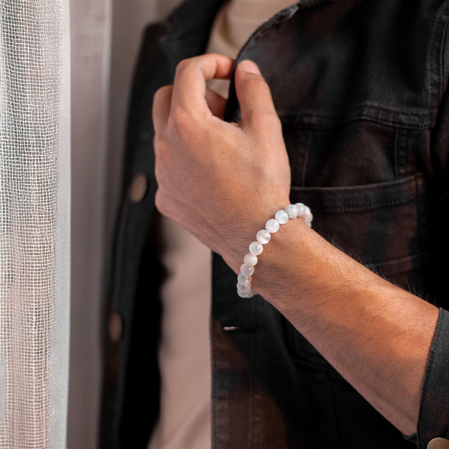 Inner Peace Selenite Natural Stone Bracelet with MagSnap
