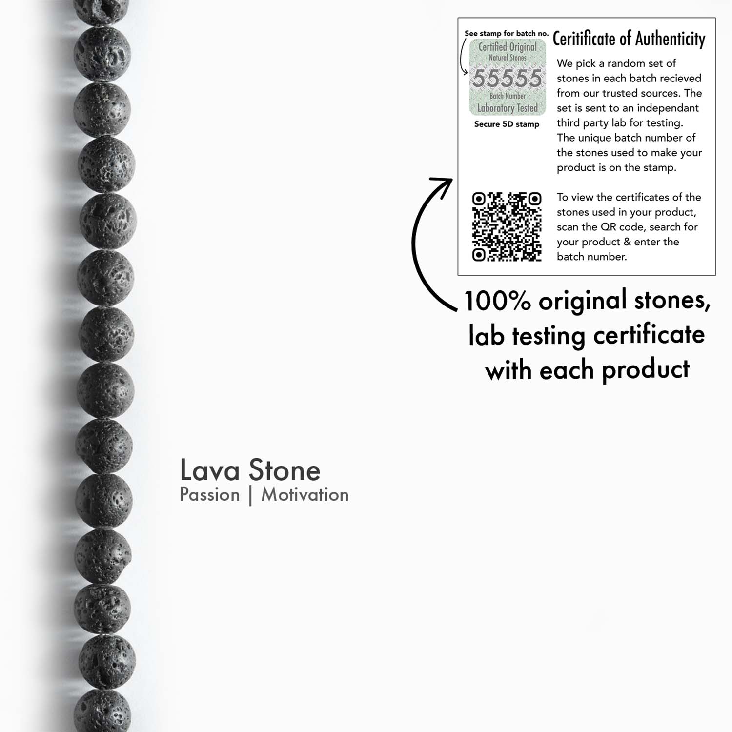 Natural Stone Jewellery Lava Natural Stone Elastic Bracelet