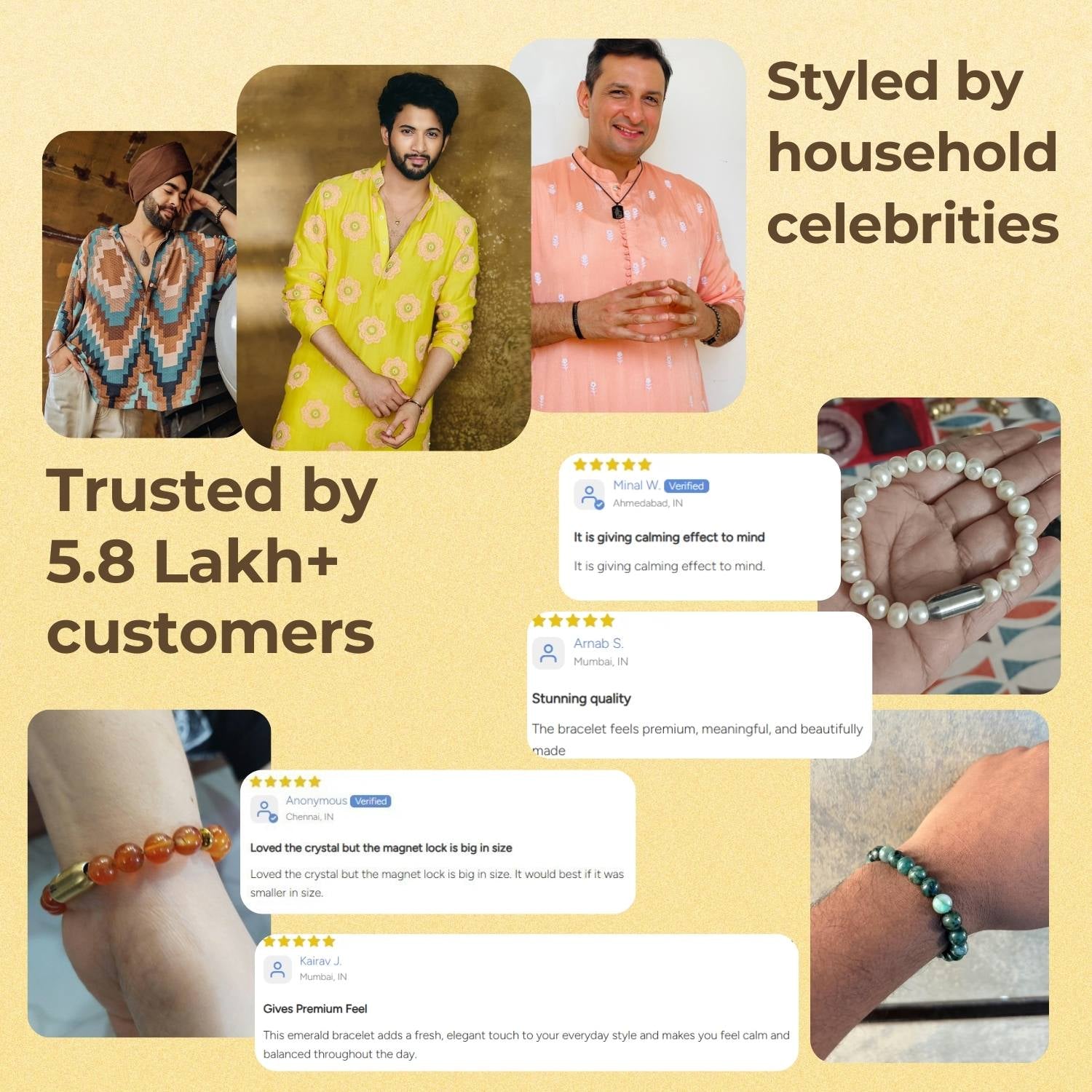 Calming Multi Moon Natural Stone Bracelet with MagSnap