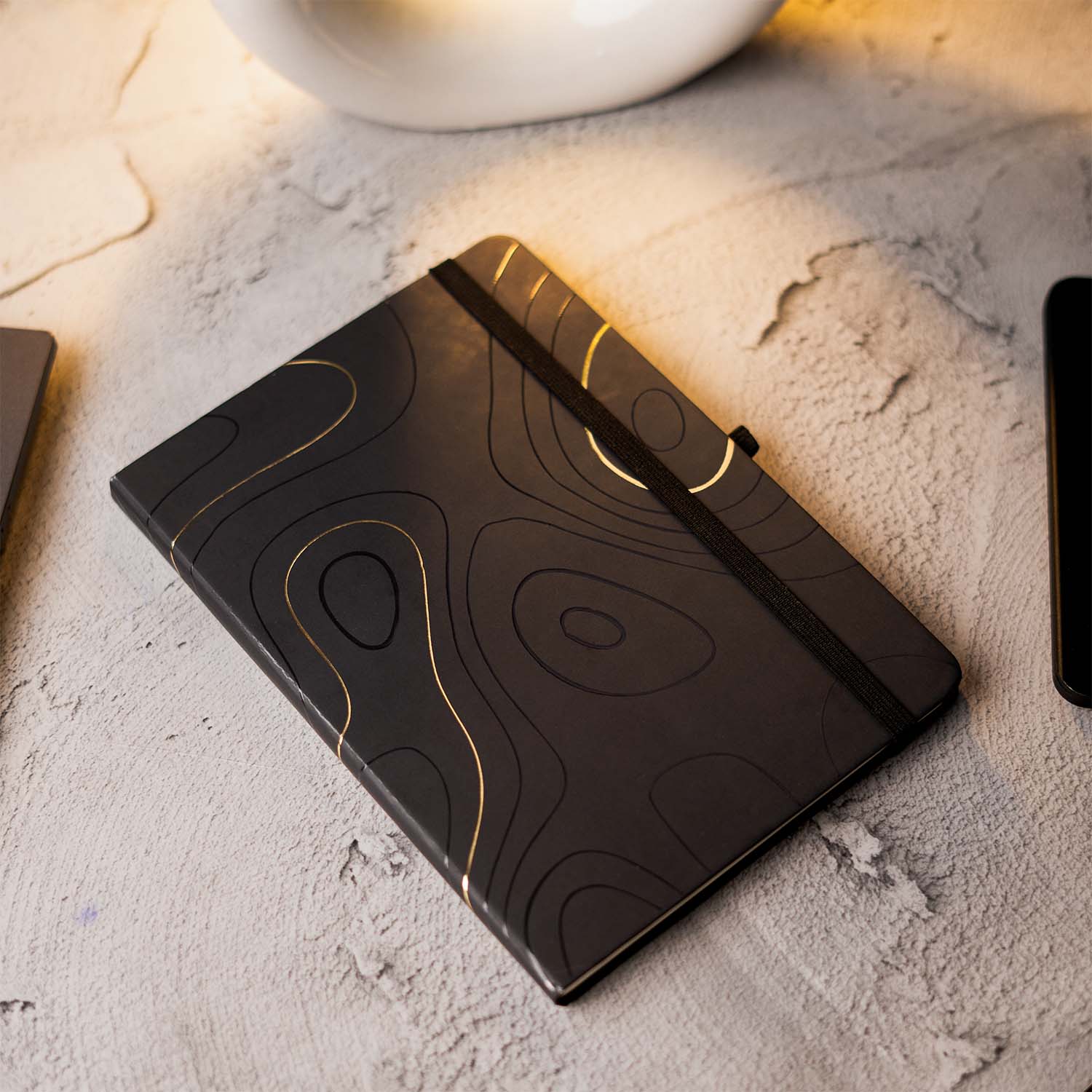 Matte Black Notebook with Obsidian 2 in 1 MagSnap Roller Ball Pen with Stylus Personalised