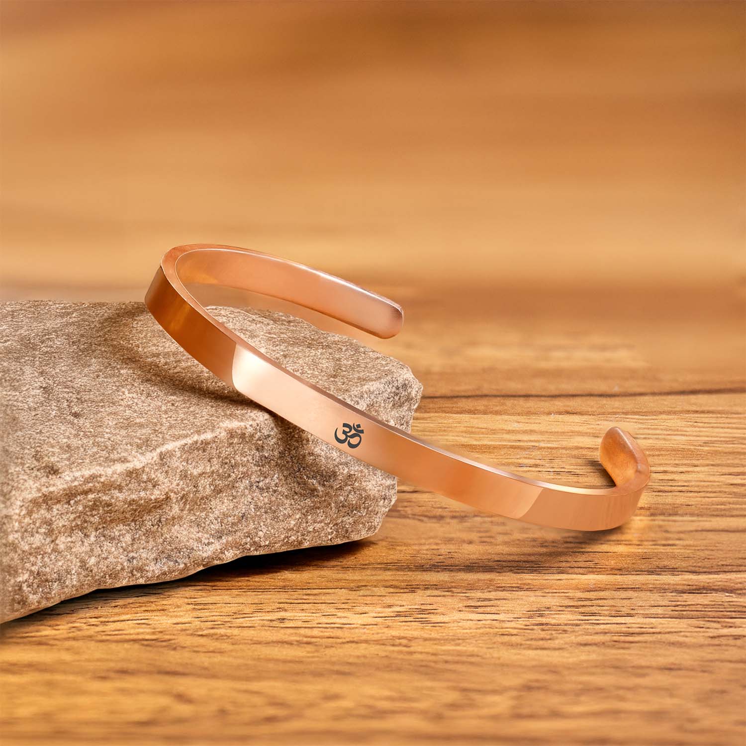 Om Gloss Cuff Adjustable Bracelet Rose Gold