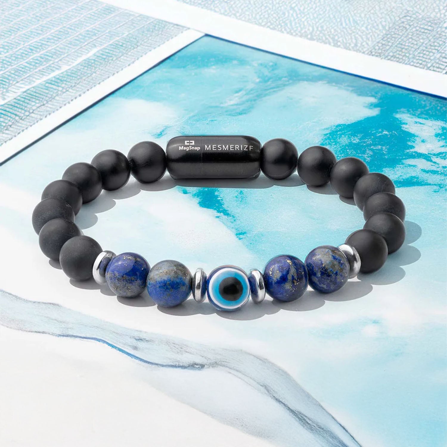 Natural Stone Jewellery Protective Lapis Lazuli Evil Eye Natural Stone Bracelet with Magsnap