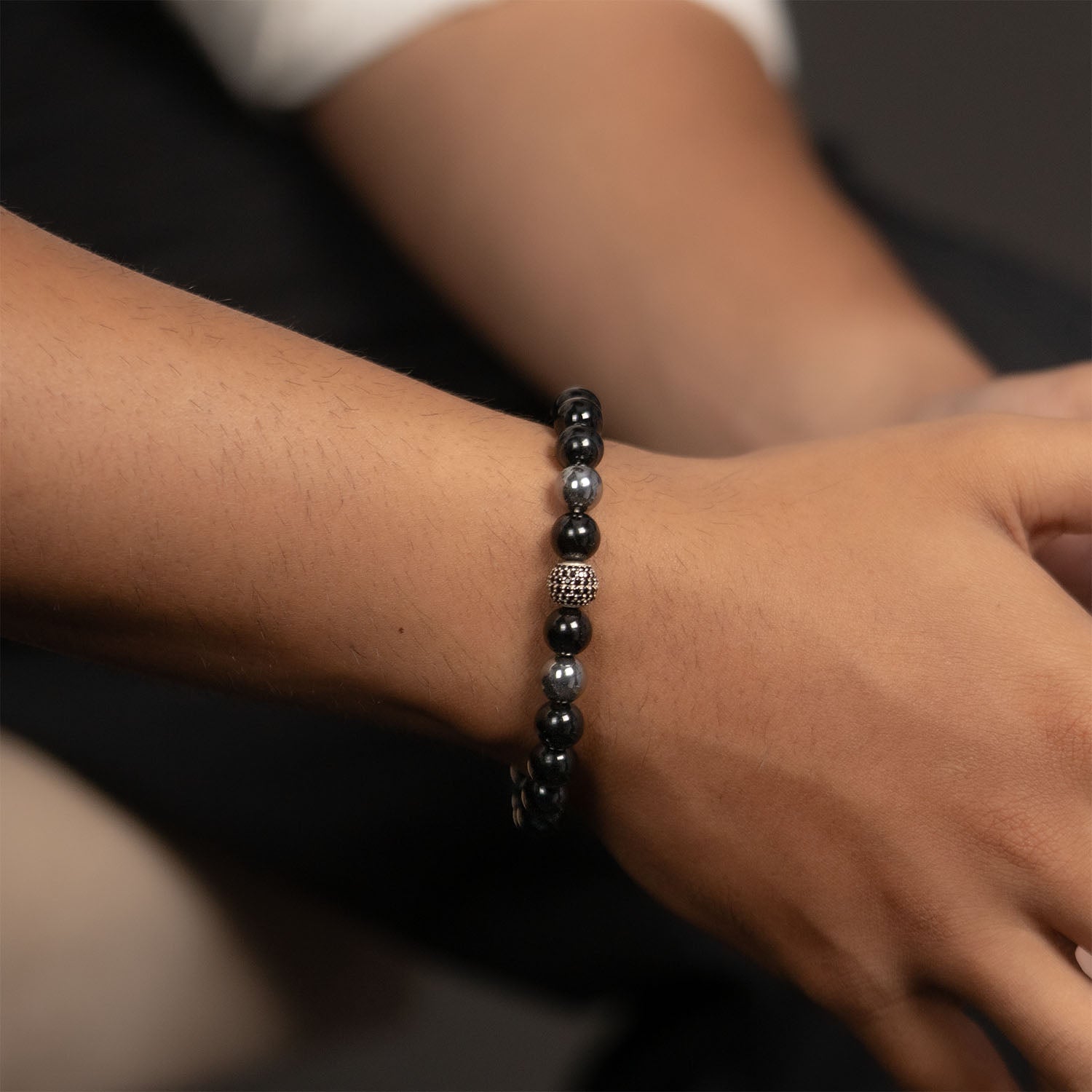 Pure 925 Silver Black Spinel Natural Stone Bracelet With MagSnap2