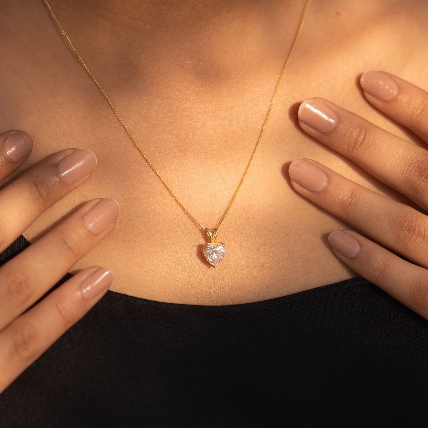 Pure 925 Silver Gold Valentine's Necklace With Moissanite Gemstone