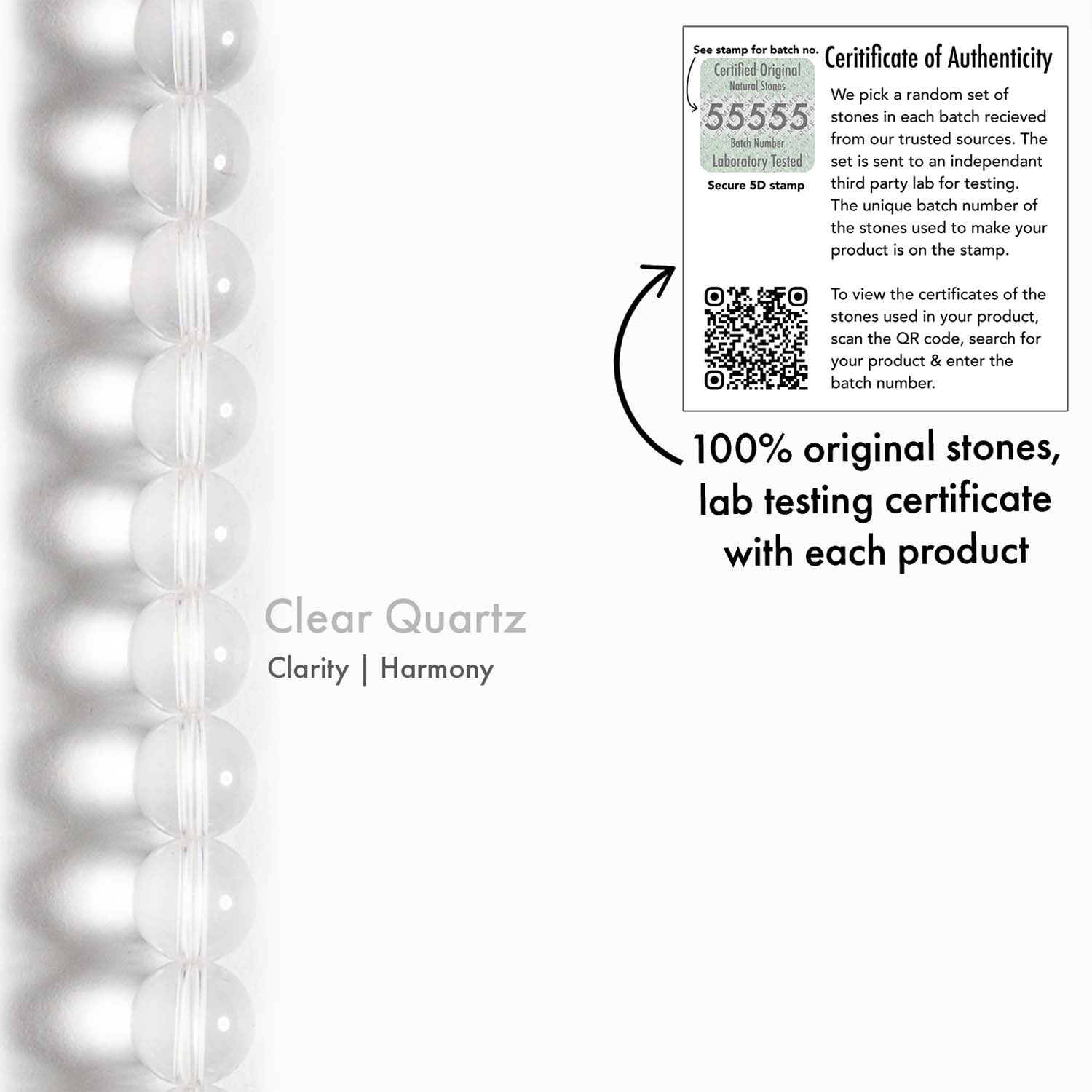 Natural Stone Jewellery Elastic Bracelet Clear Quartz