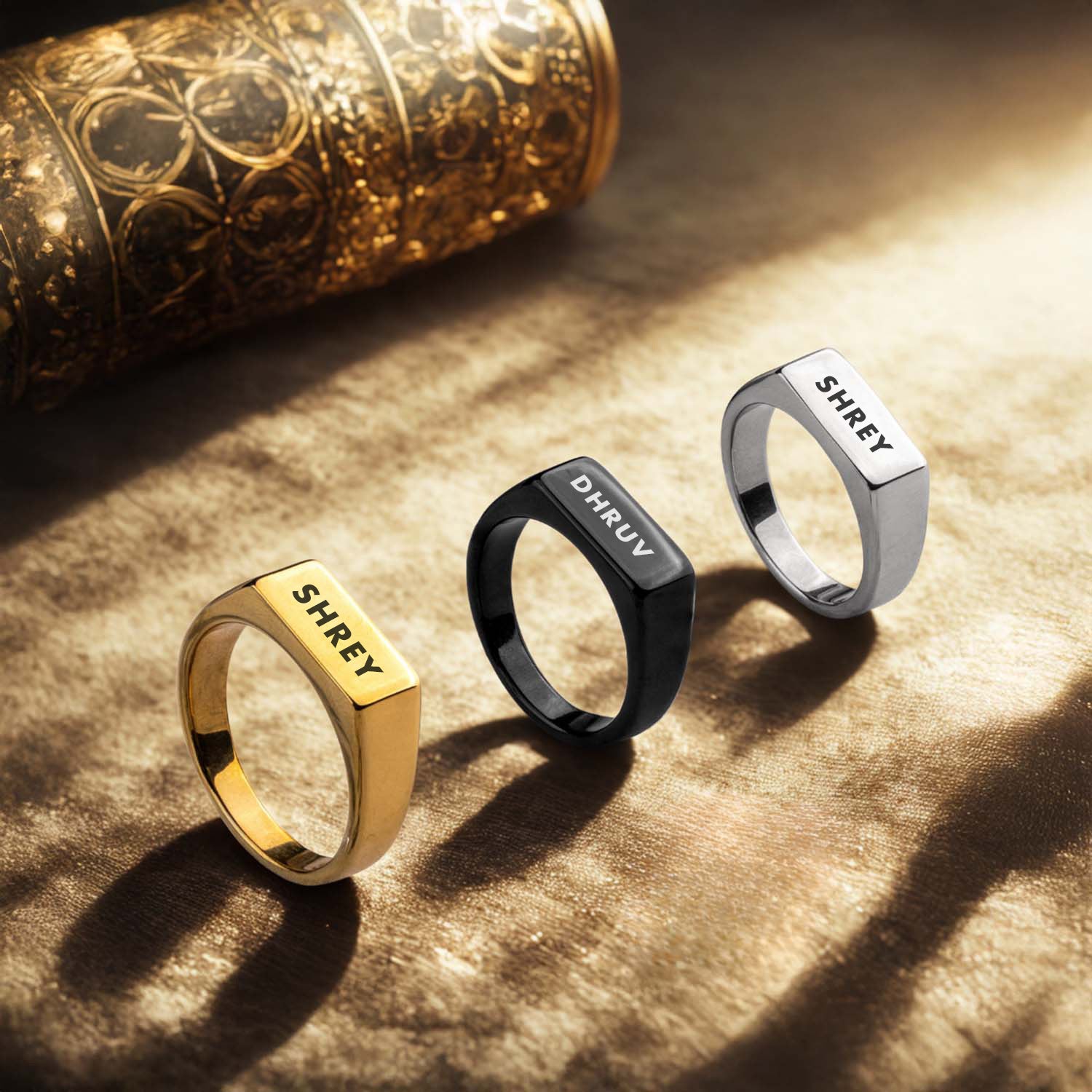 Personalised Noir Band Ring