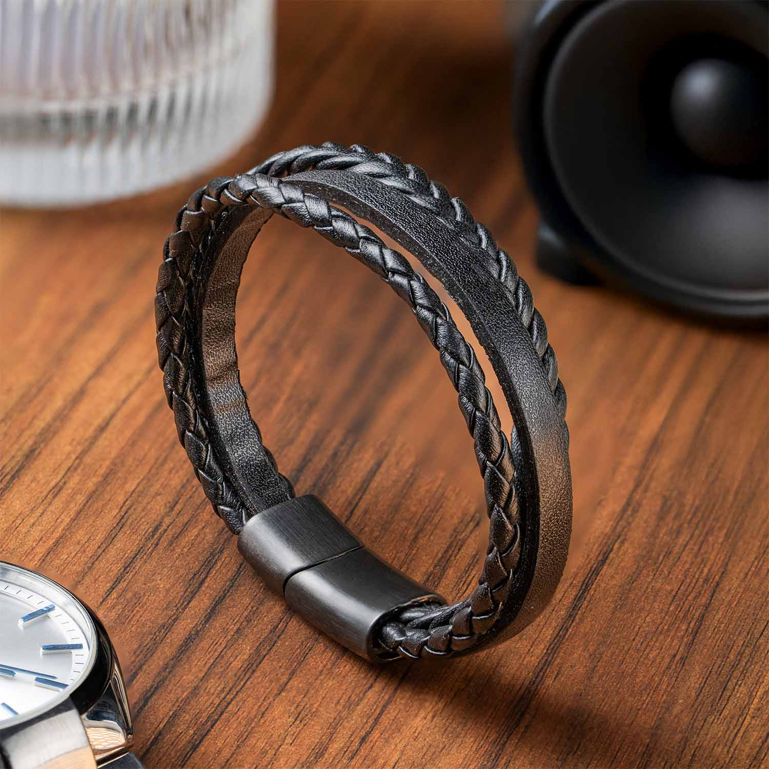 Rogue Textured NeoLeather Bracelet with MagSlide Black