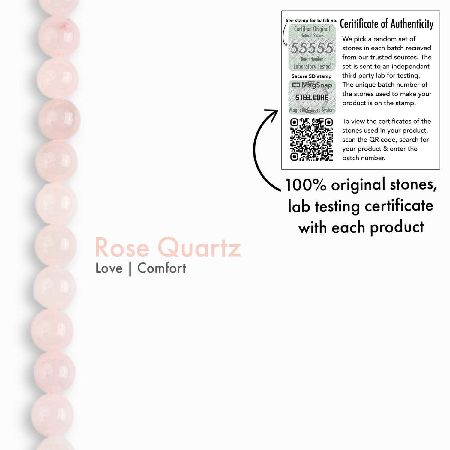 Onyx & Rose Quartz Natural Stone Couple Bracelet with Magsnap 2