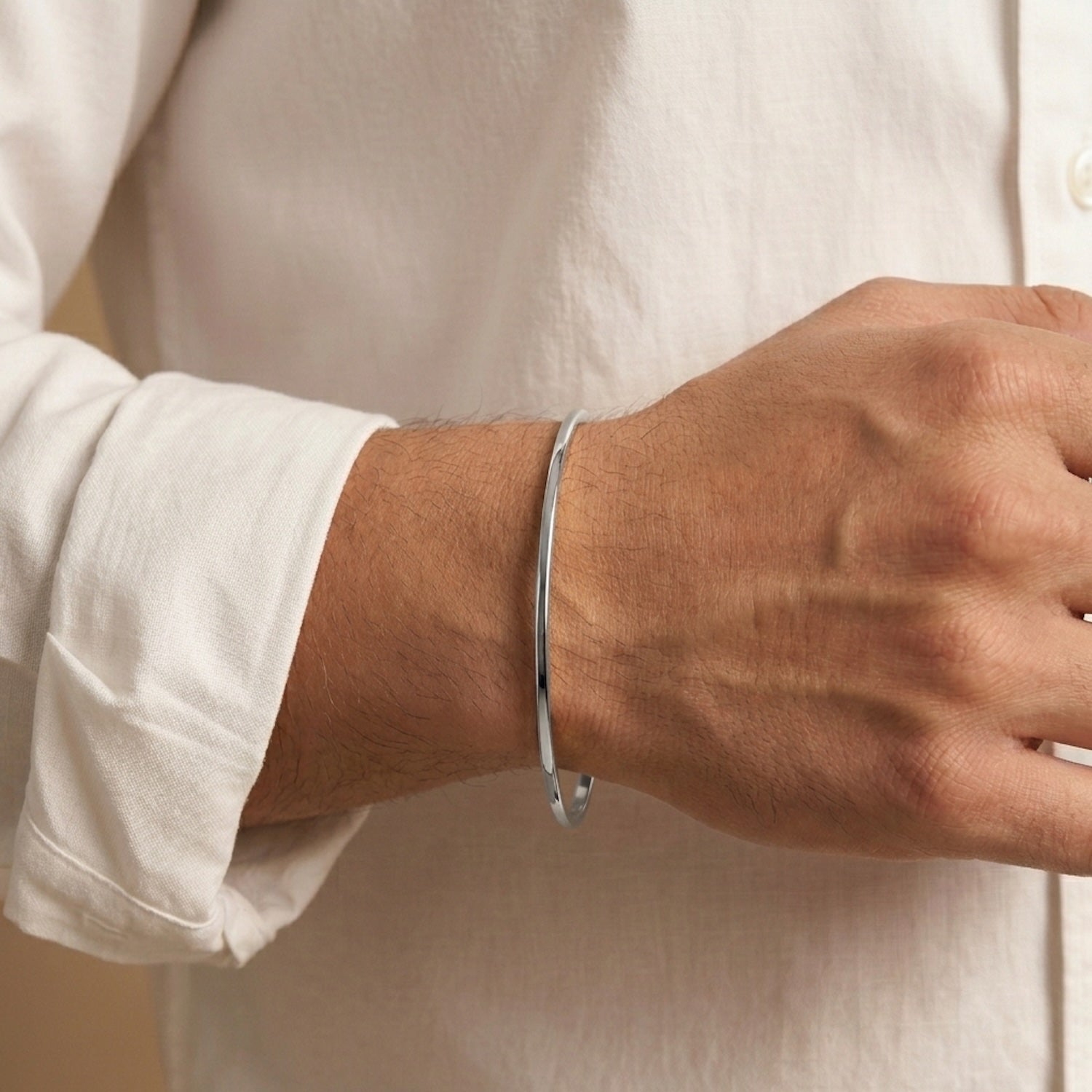 Round Curved Thin Punjabi Kada Silver