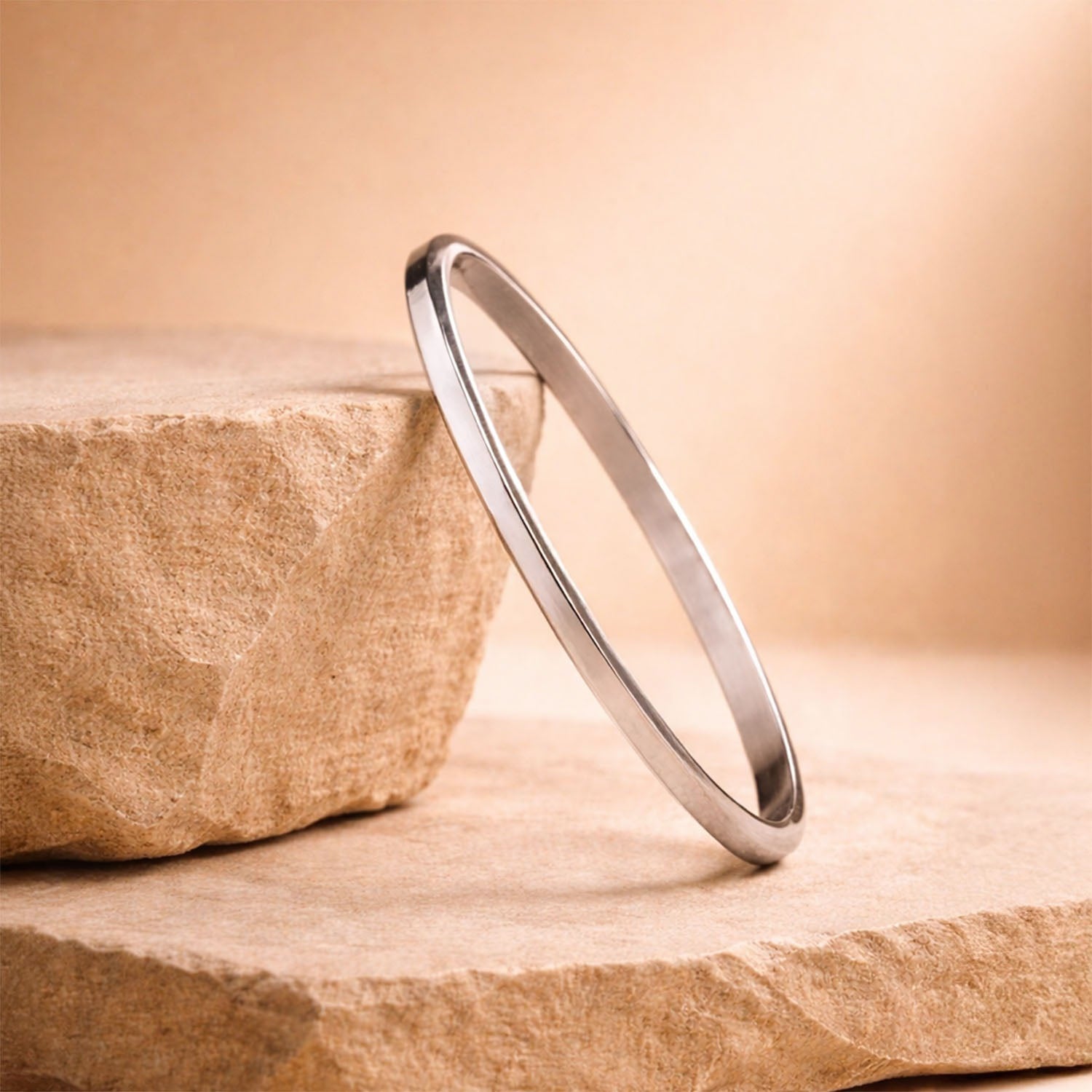 Silver Round Flat Thin Punjabi Kada