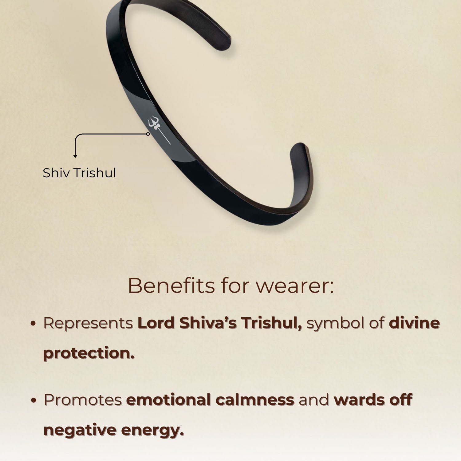 Shiv Trishul Gloss Cuff Adjustable Bracelet Gold