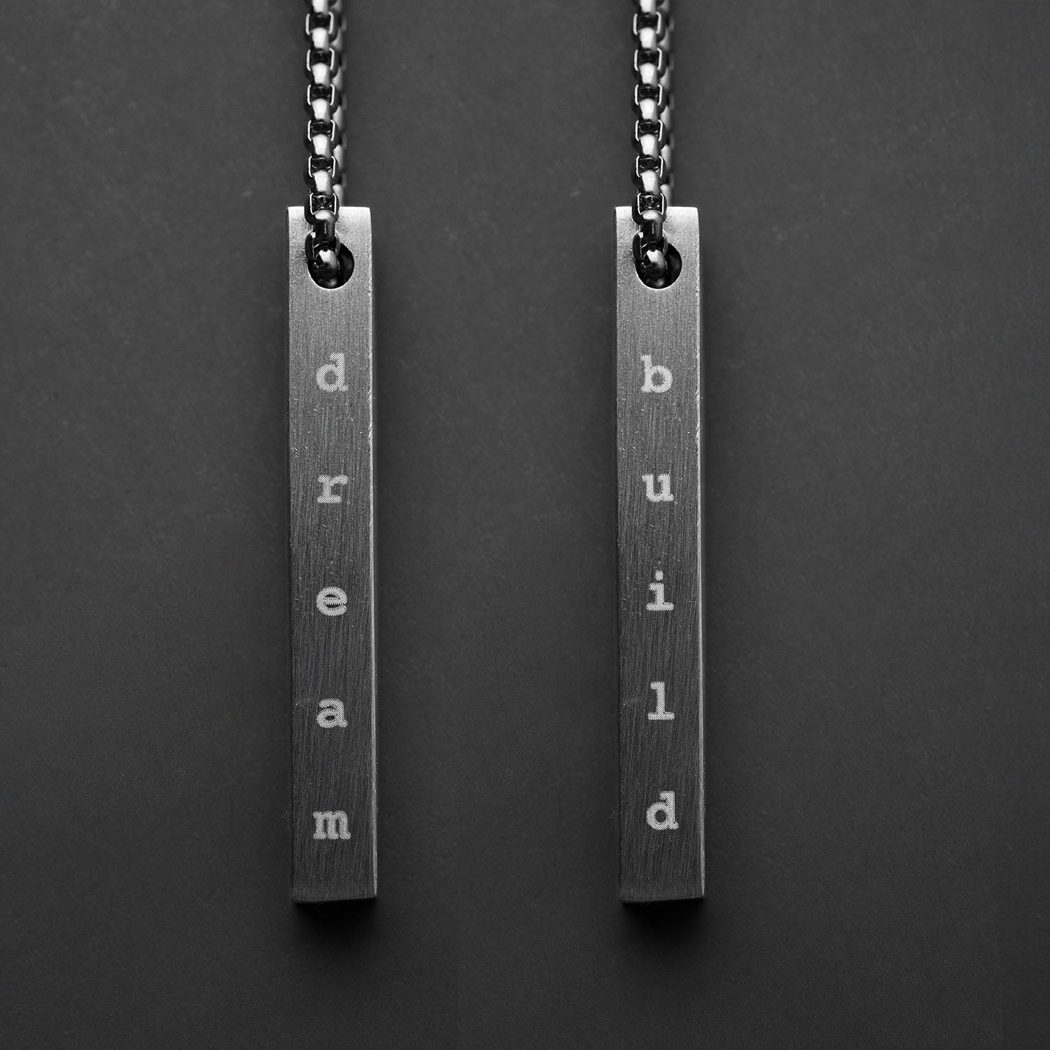 Silver Hustle Motivational Bar Necklace