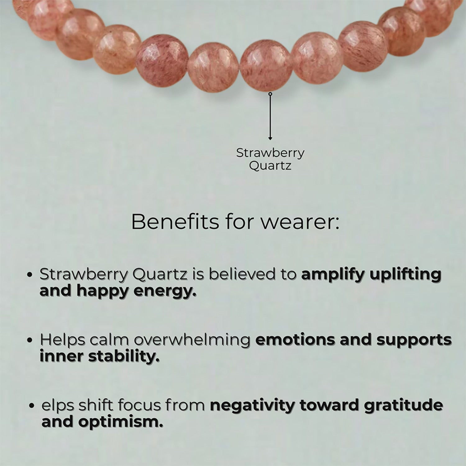 Soulful Strawberry Quartz Natural Stone Elastic Bracelet