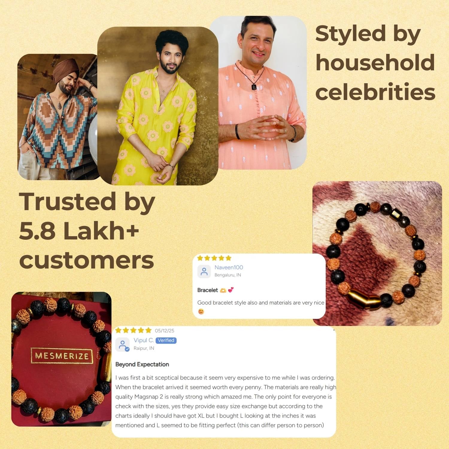 Spiritual Rudraksh Pyrite Trishul Bracelet with Magsnap