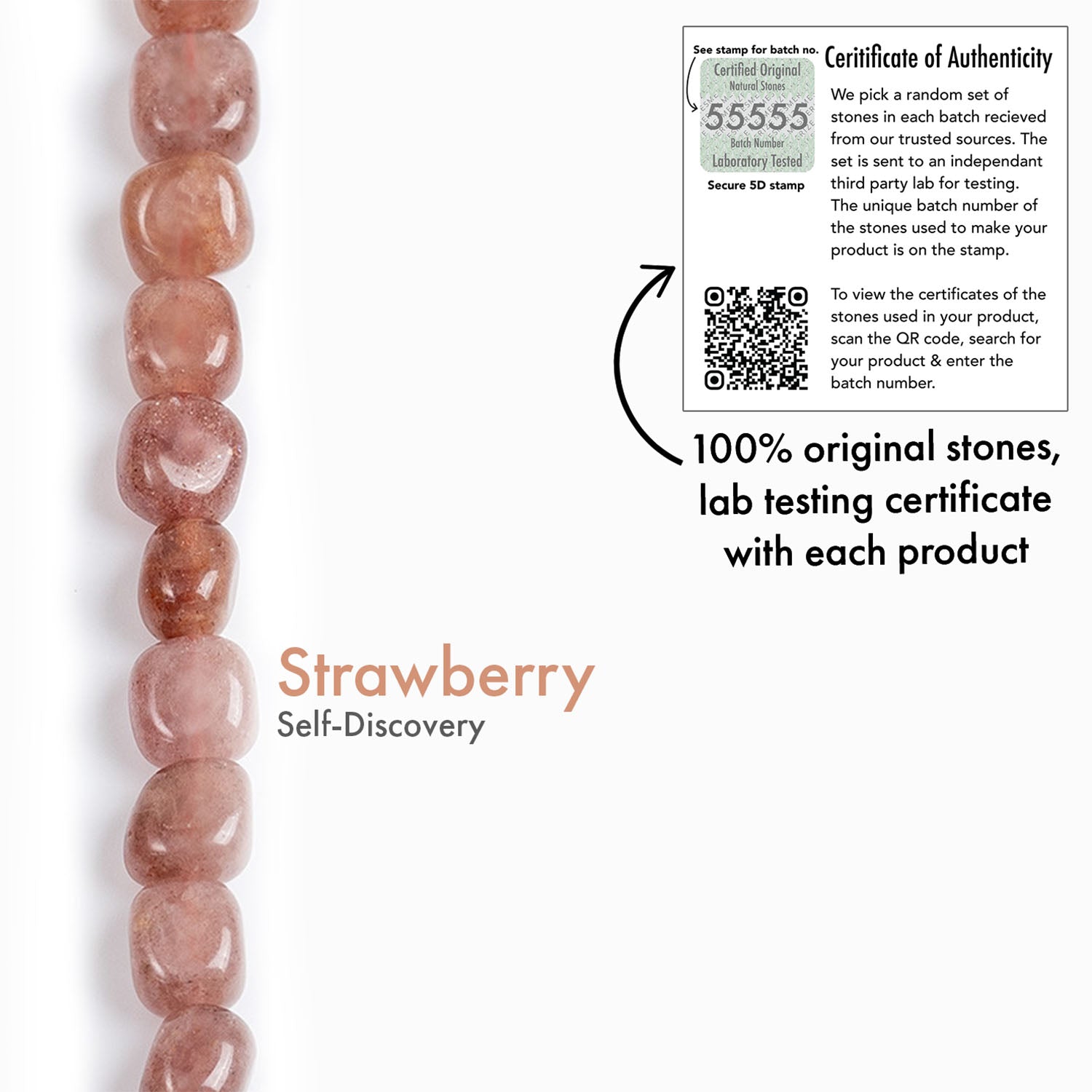 Strawberry Quartz Tumble Natural Stone Elastic Bracelet