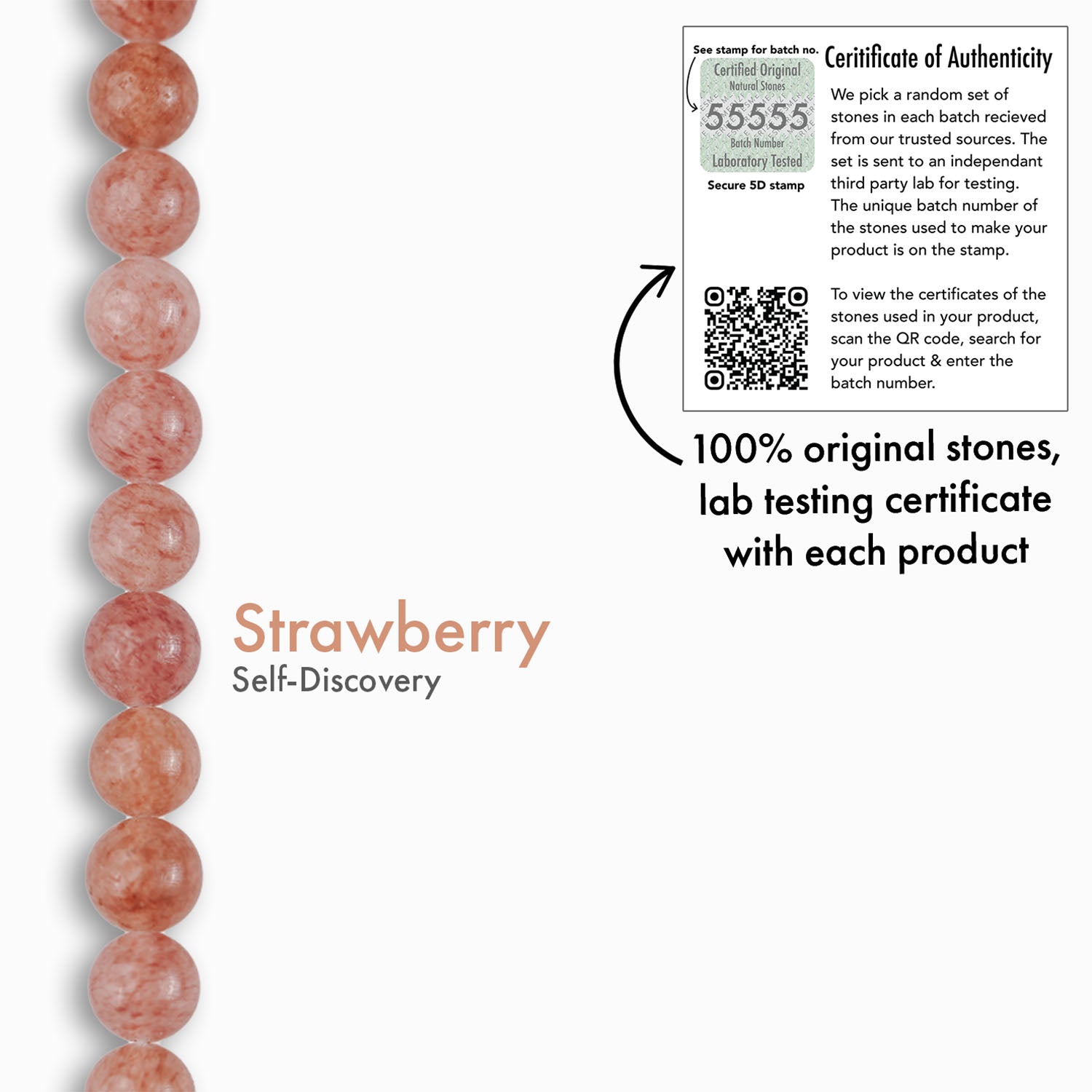 Soulful Strawberry Quartz Natural Stone Elastic Bracelet