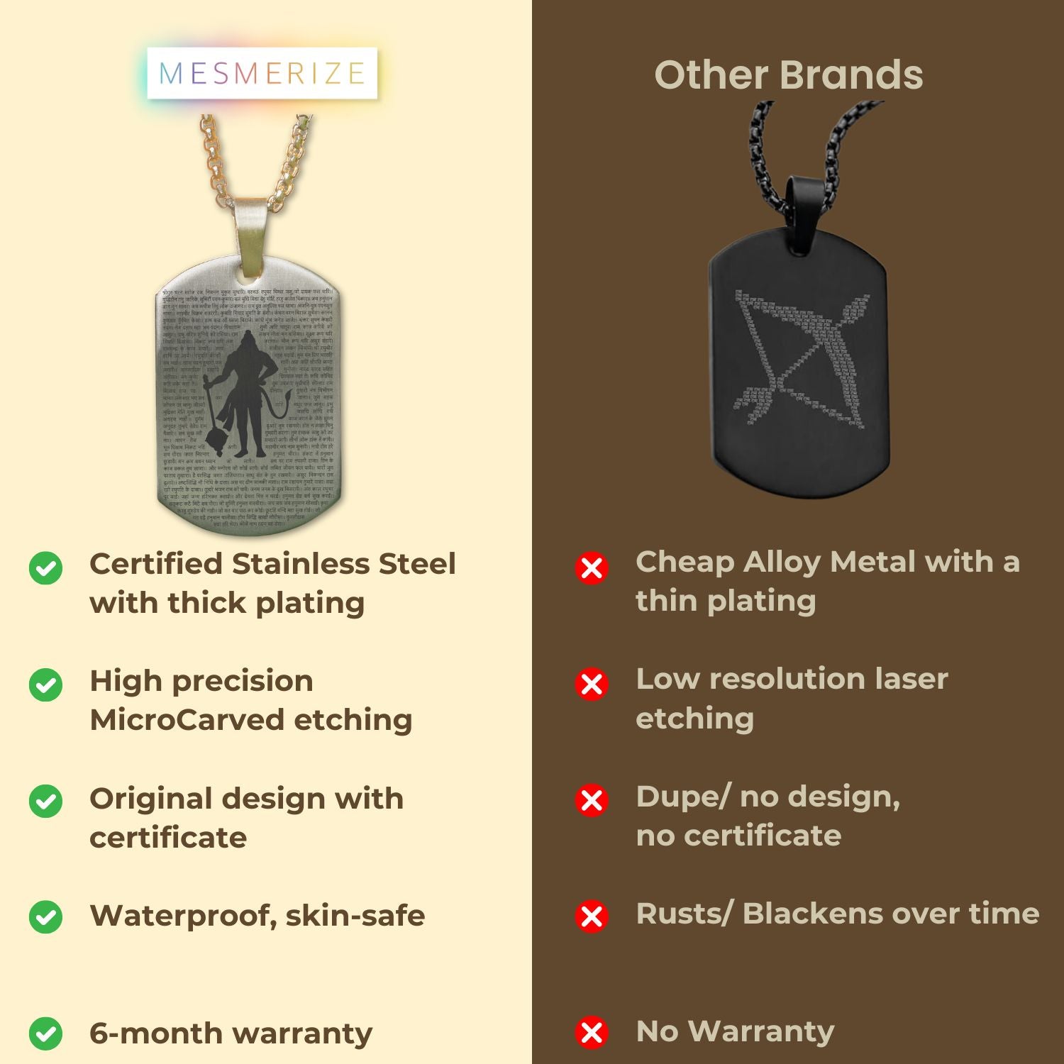 Sacred Hanuman Chalisa Tag Necklace Silver