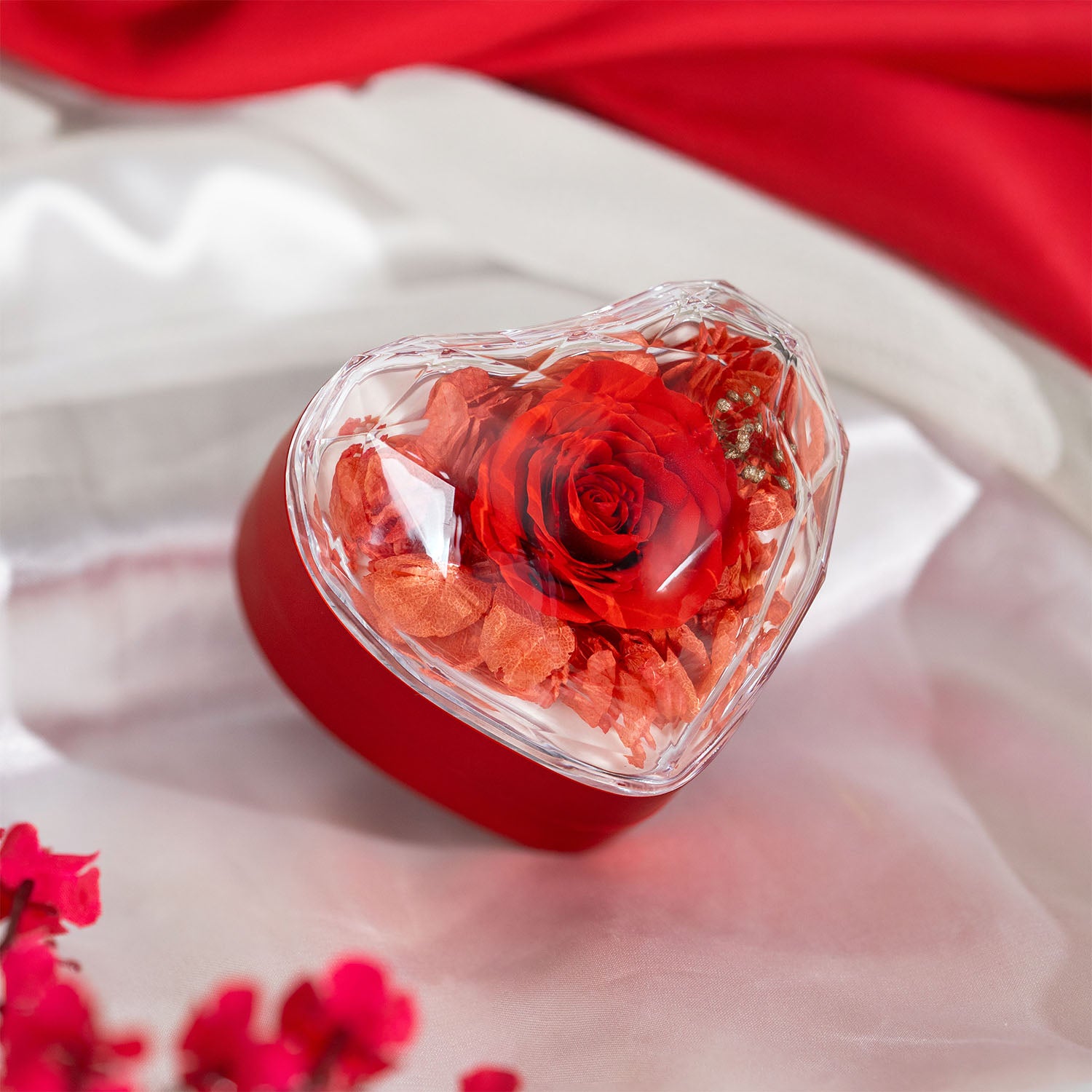 Valentine's Heart Shaped Preserved Rose Jewellery Box