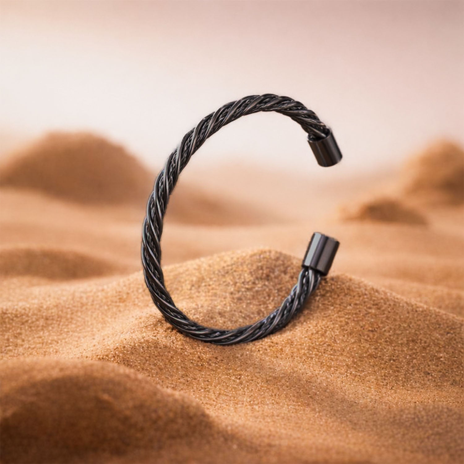 Wire Braided Cuff Bracelet Black