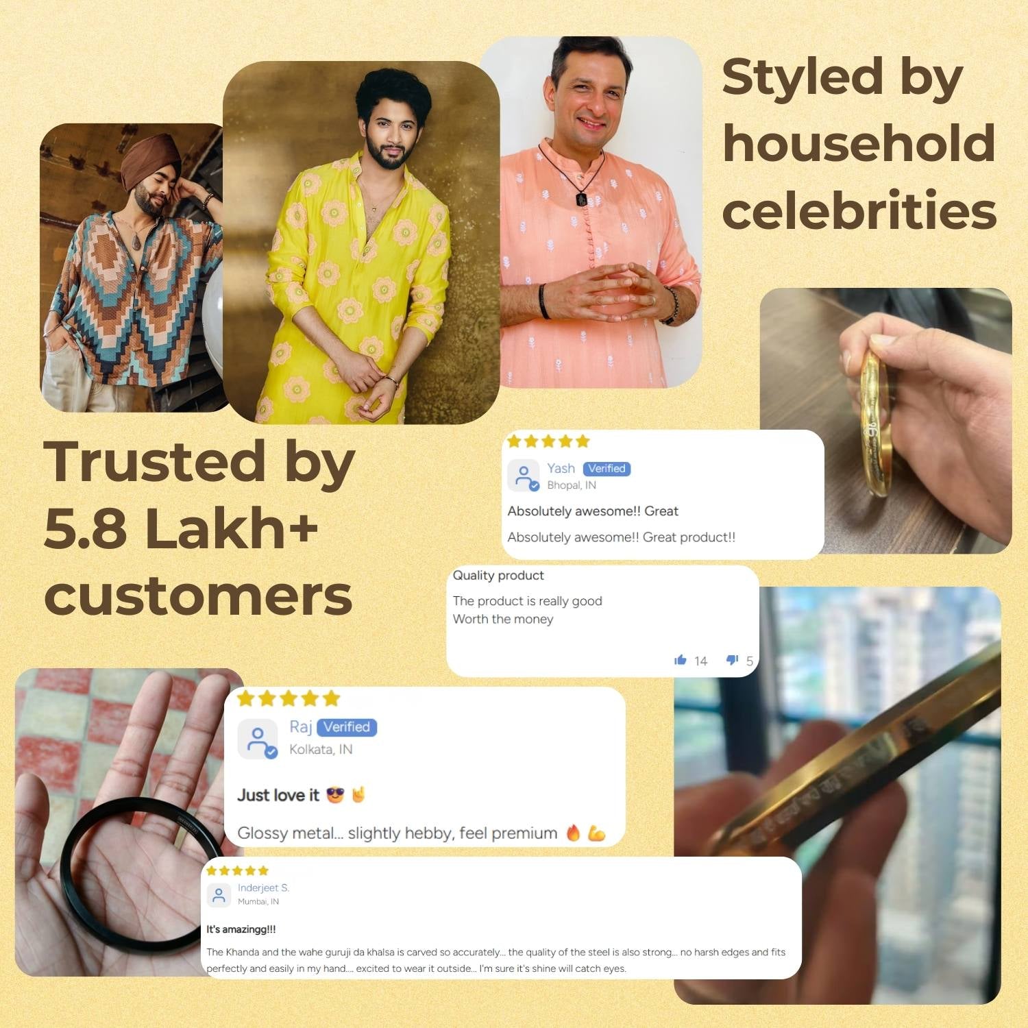 Round Flat Waheguru Ji Da Khalsa Kada Black