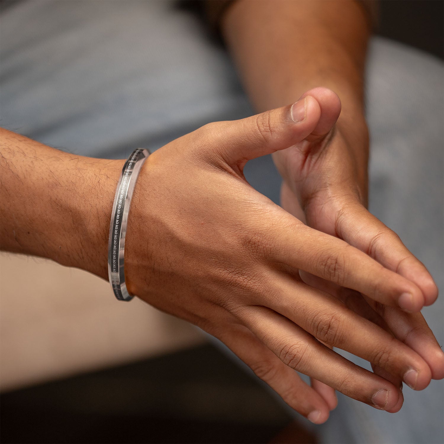 108 Ram MicroCarved Round Kada Silver