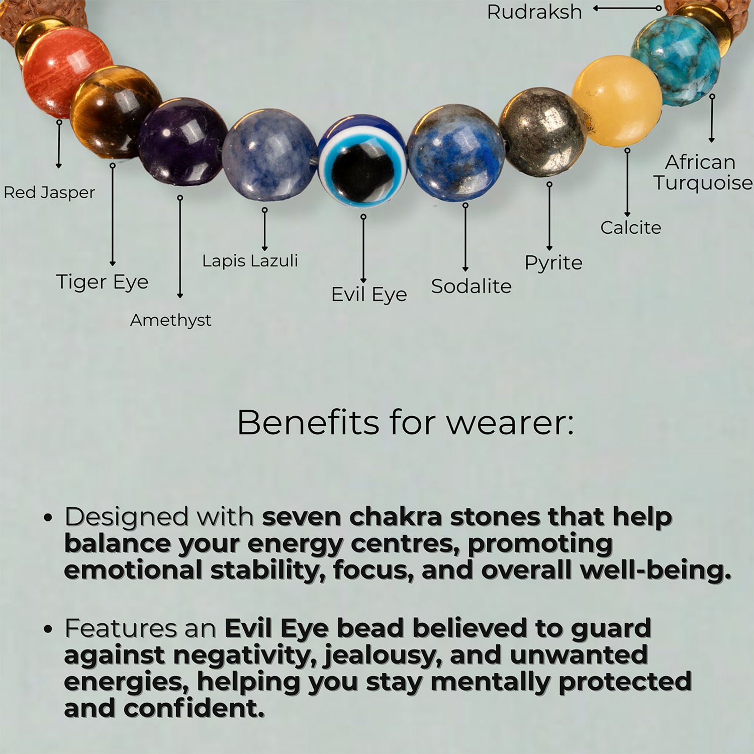 Spiritual Rudraksh 9 Chakra Bracelet Elastic