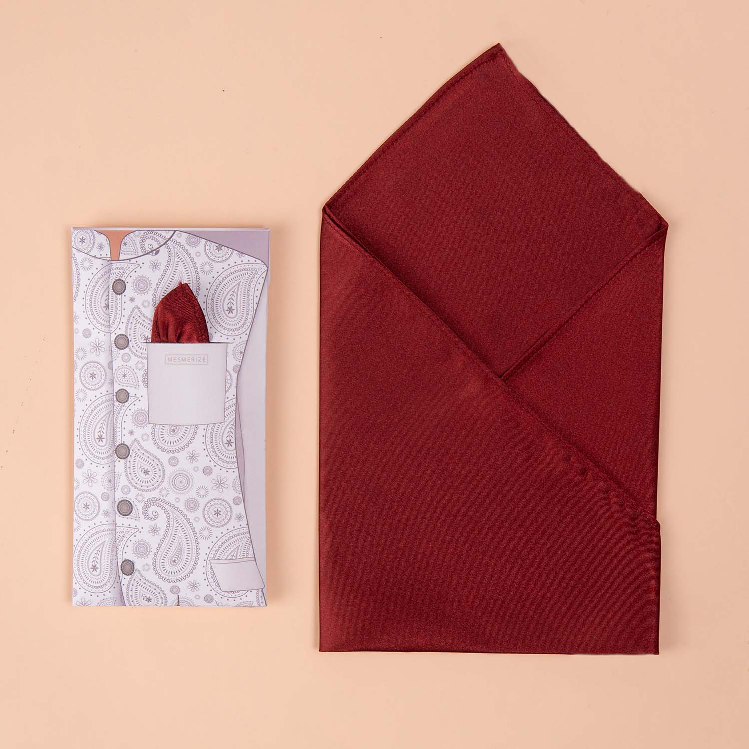 Travel Essentials Maroon Satin Pocket Square