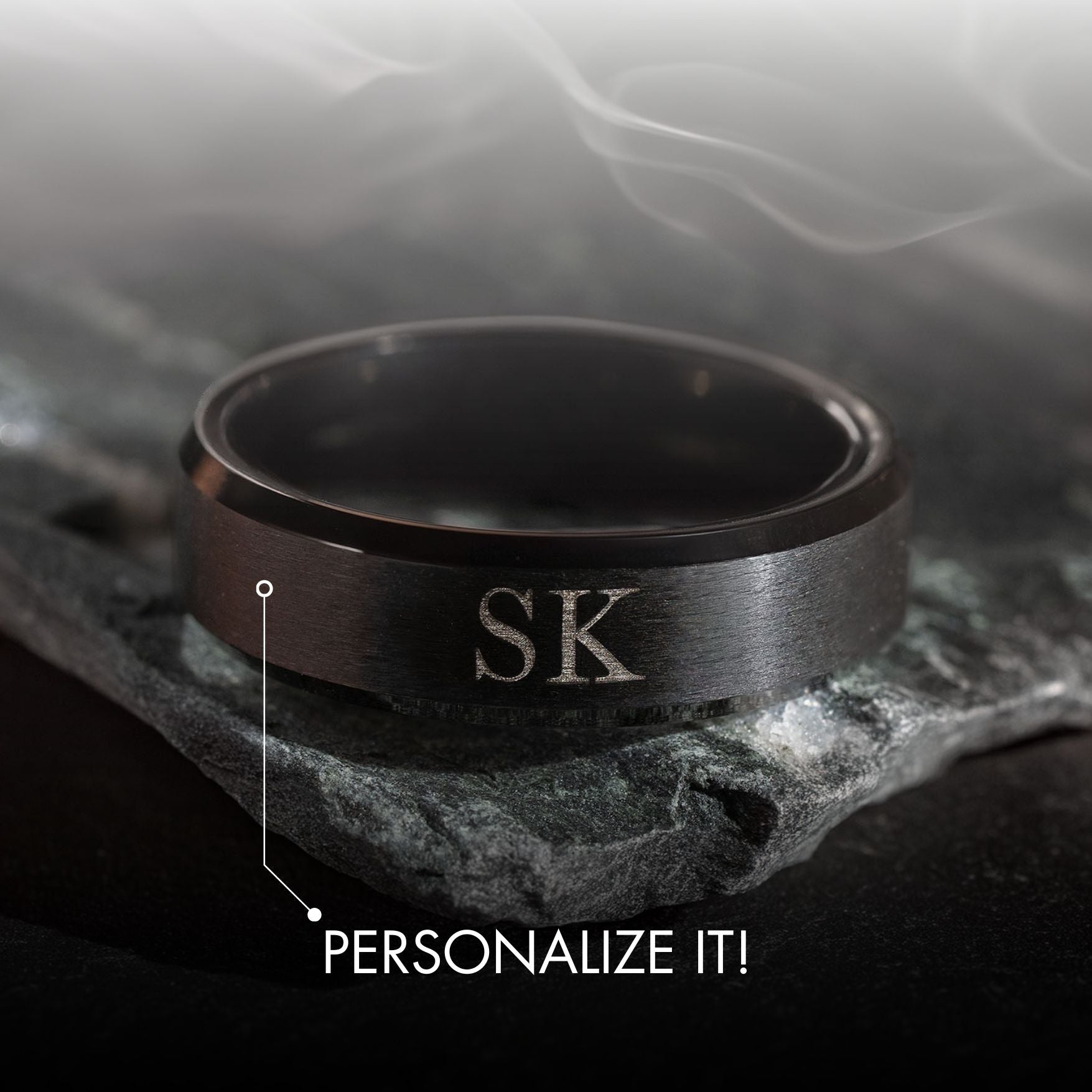 Personalised Black and Gold Couple Ring