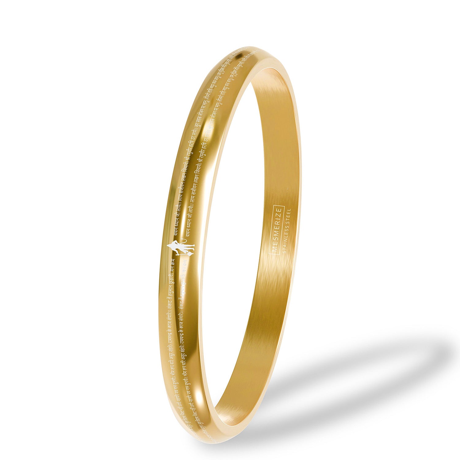 9 Verse of Hanuman Chalisa MicroCarved Round Curved Kada - Gold
